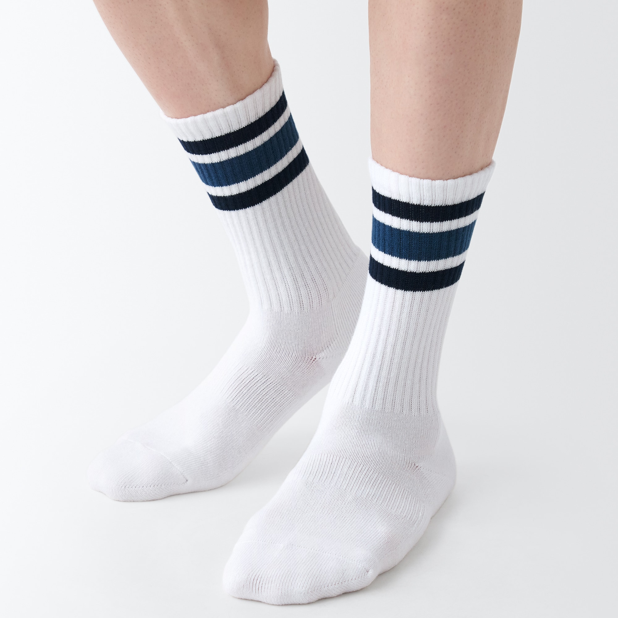 足なり直角　パイル編み　厚手靴下（ライン／紳士）