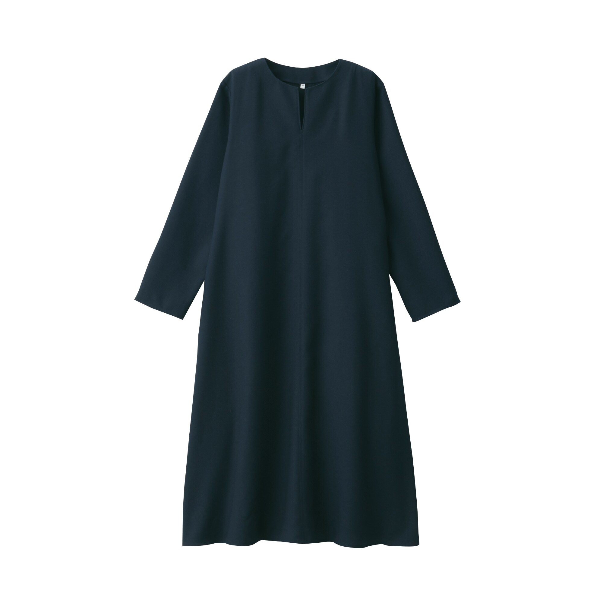 起毛キーネック長袖ワンピース