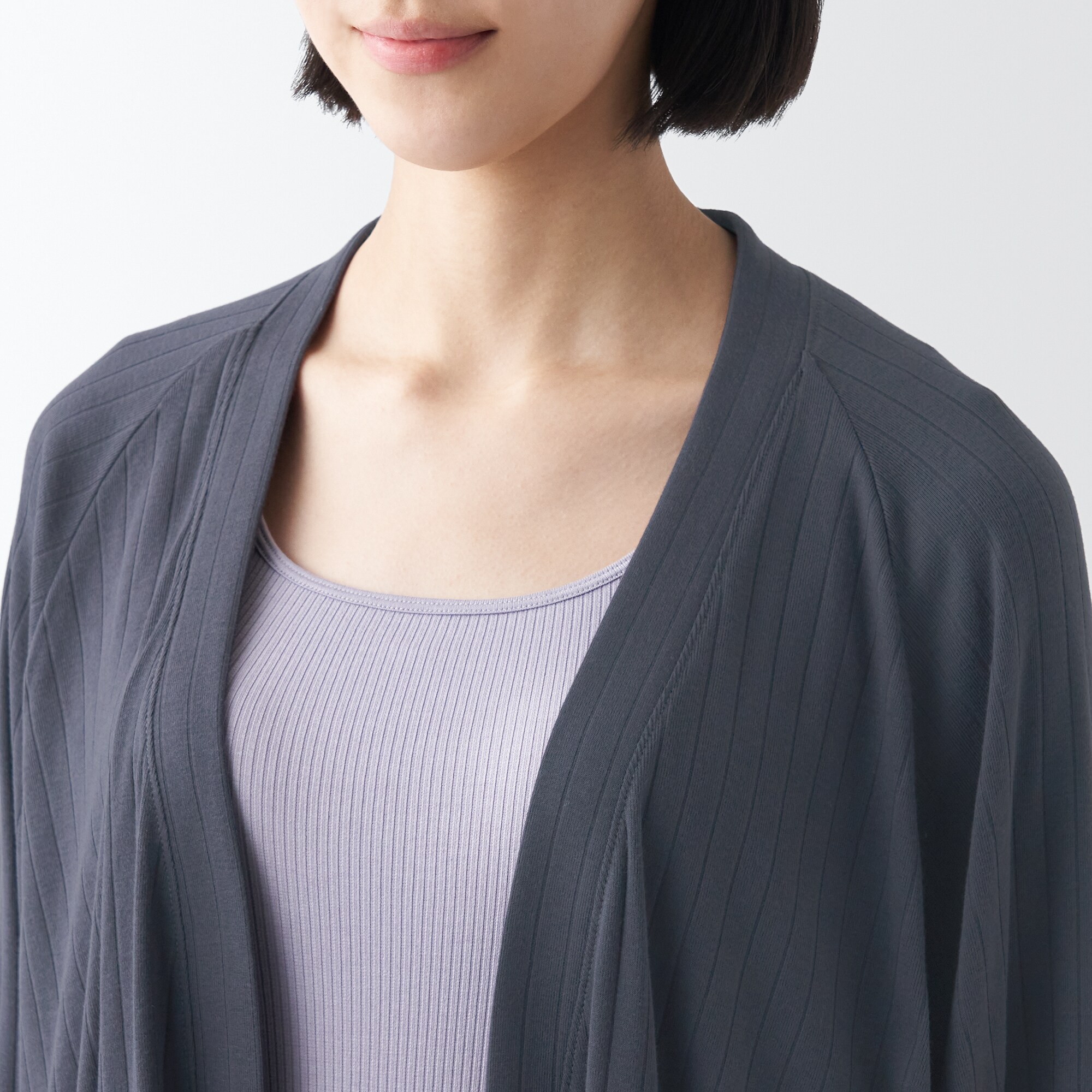 ワイドリブ　ロングカーディガン