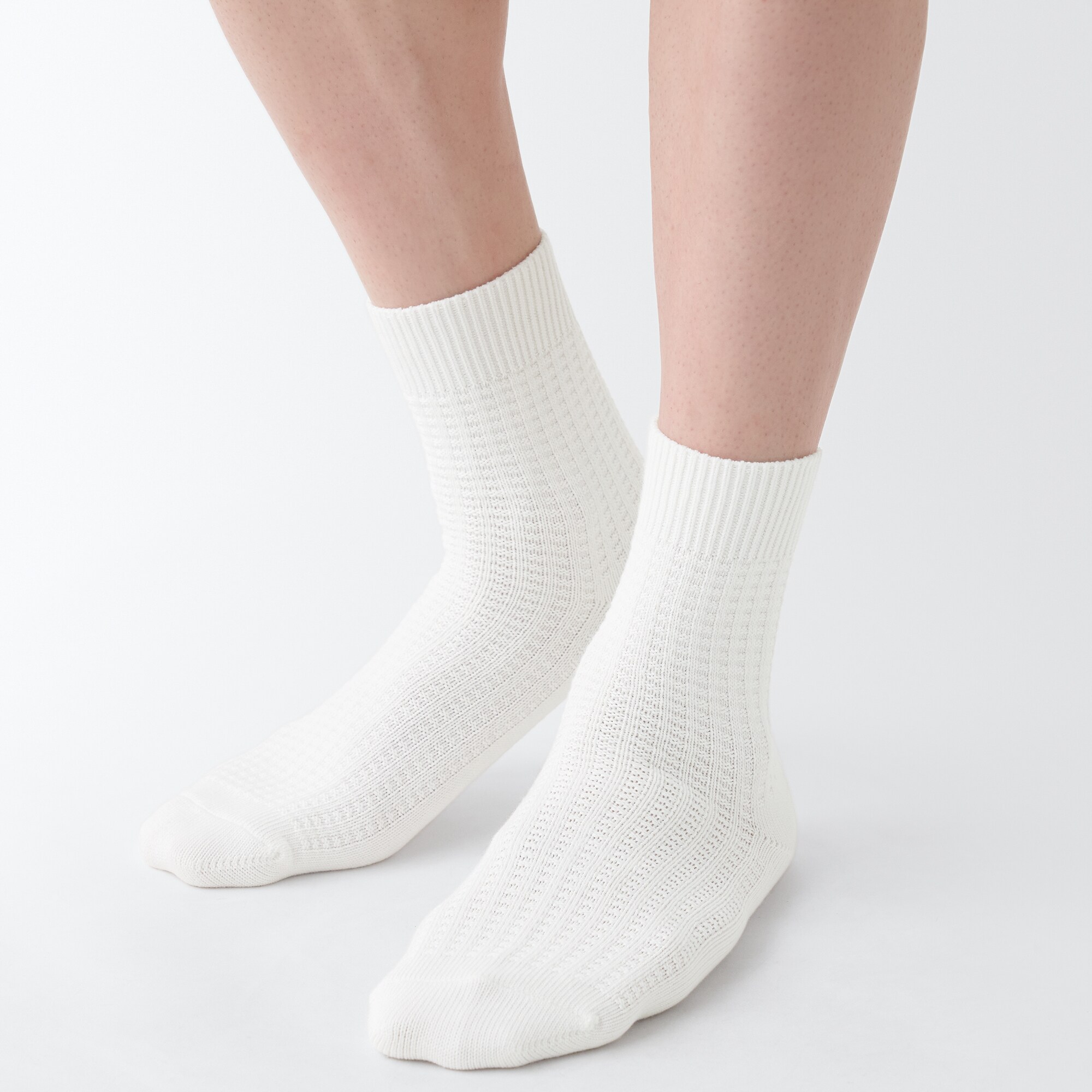 足なり直角　ワッフル編みショート丈靴下（紳士）