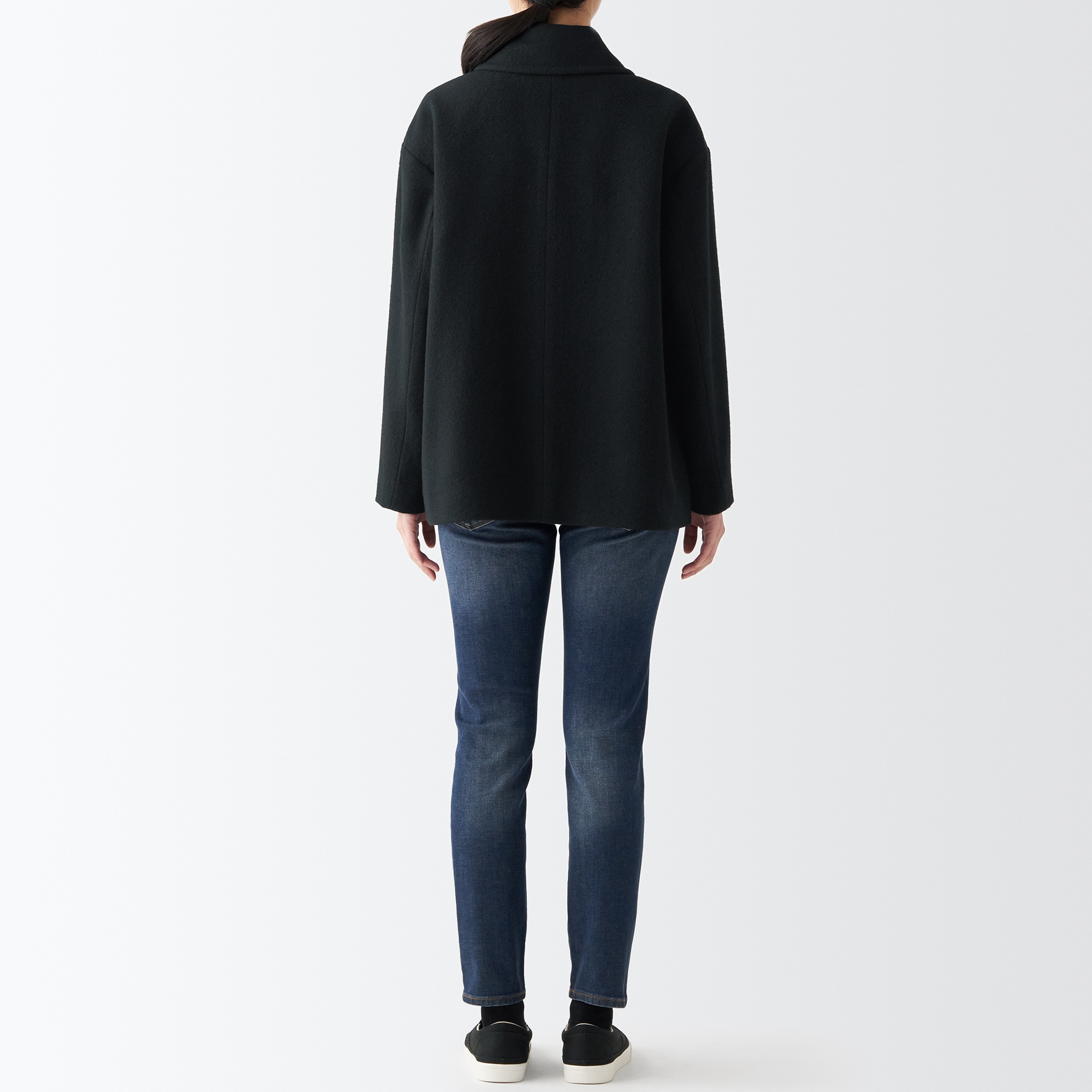 ウール混ステンカラーショートコート