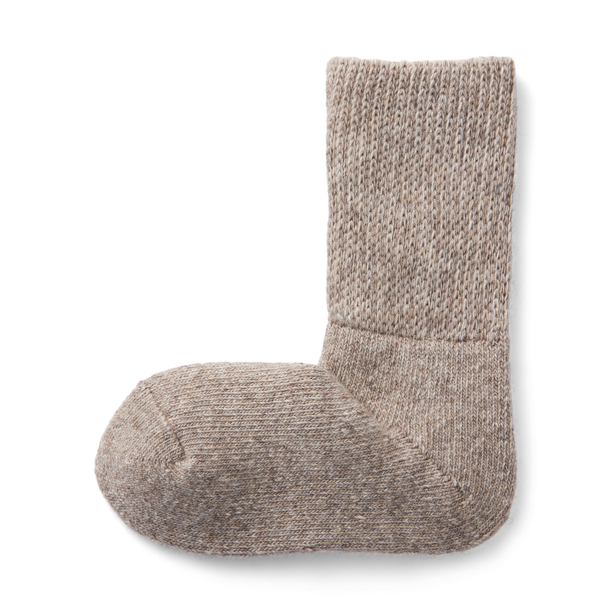 足なり直角　履き口やわらか　ヤク混　ルームソックス