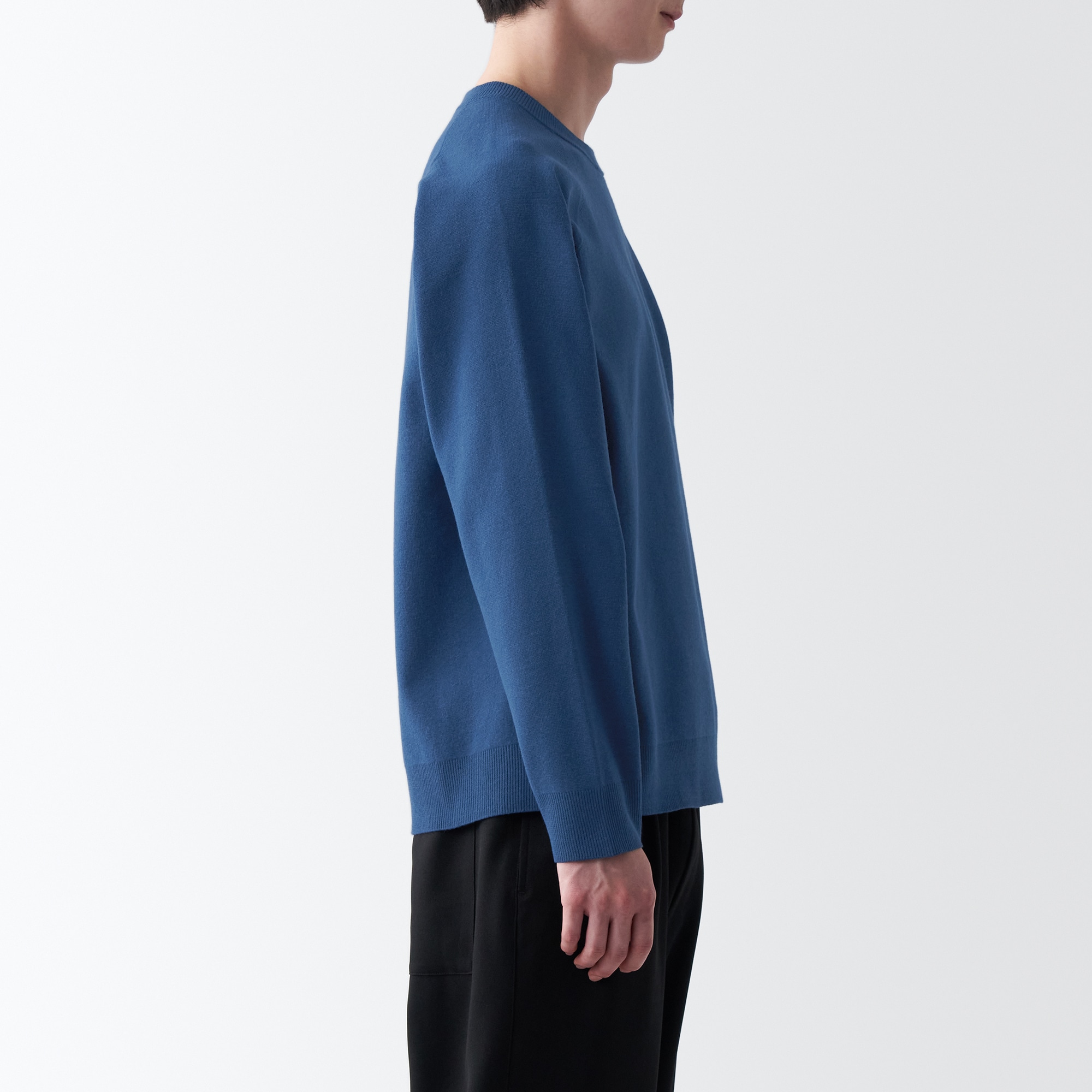 洗えるミラノリブ編みクルーネックワイドセーター（紳士）