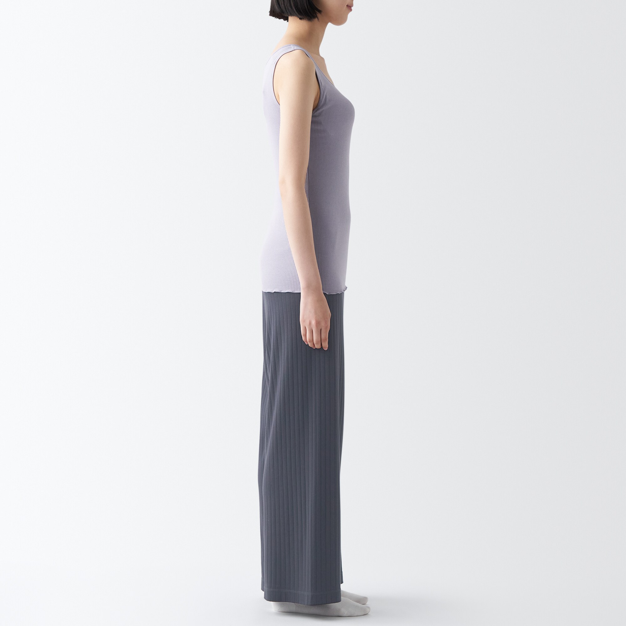 ワイドリブ　ロングパンツ