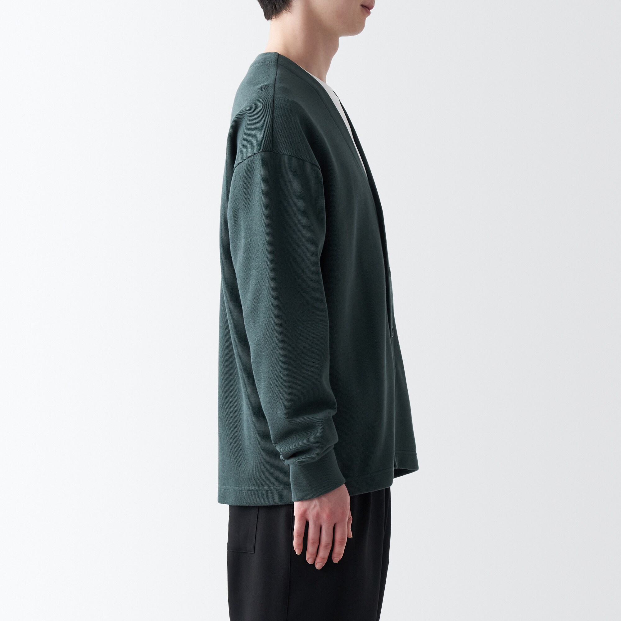 二重編みスウェットカーディガン