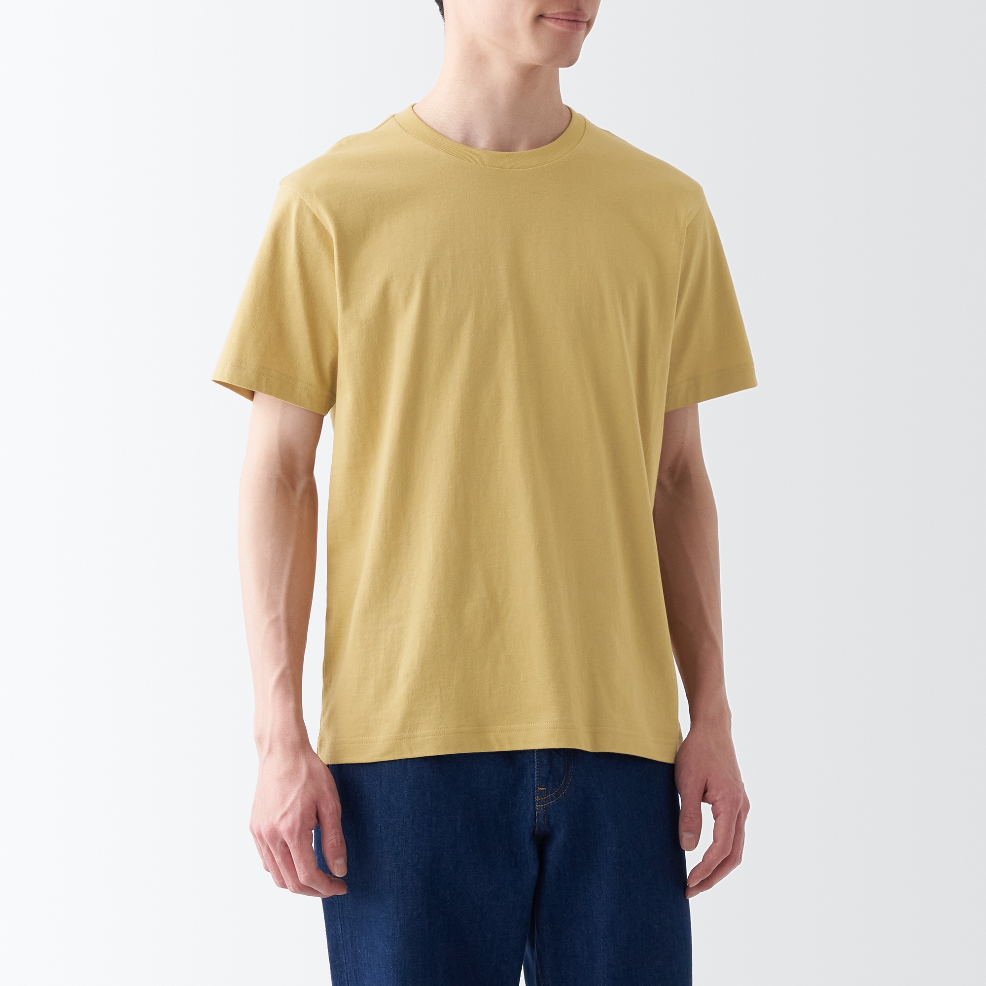 洗いざらし天竺編みクルーネック半袖Ｔシャツ