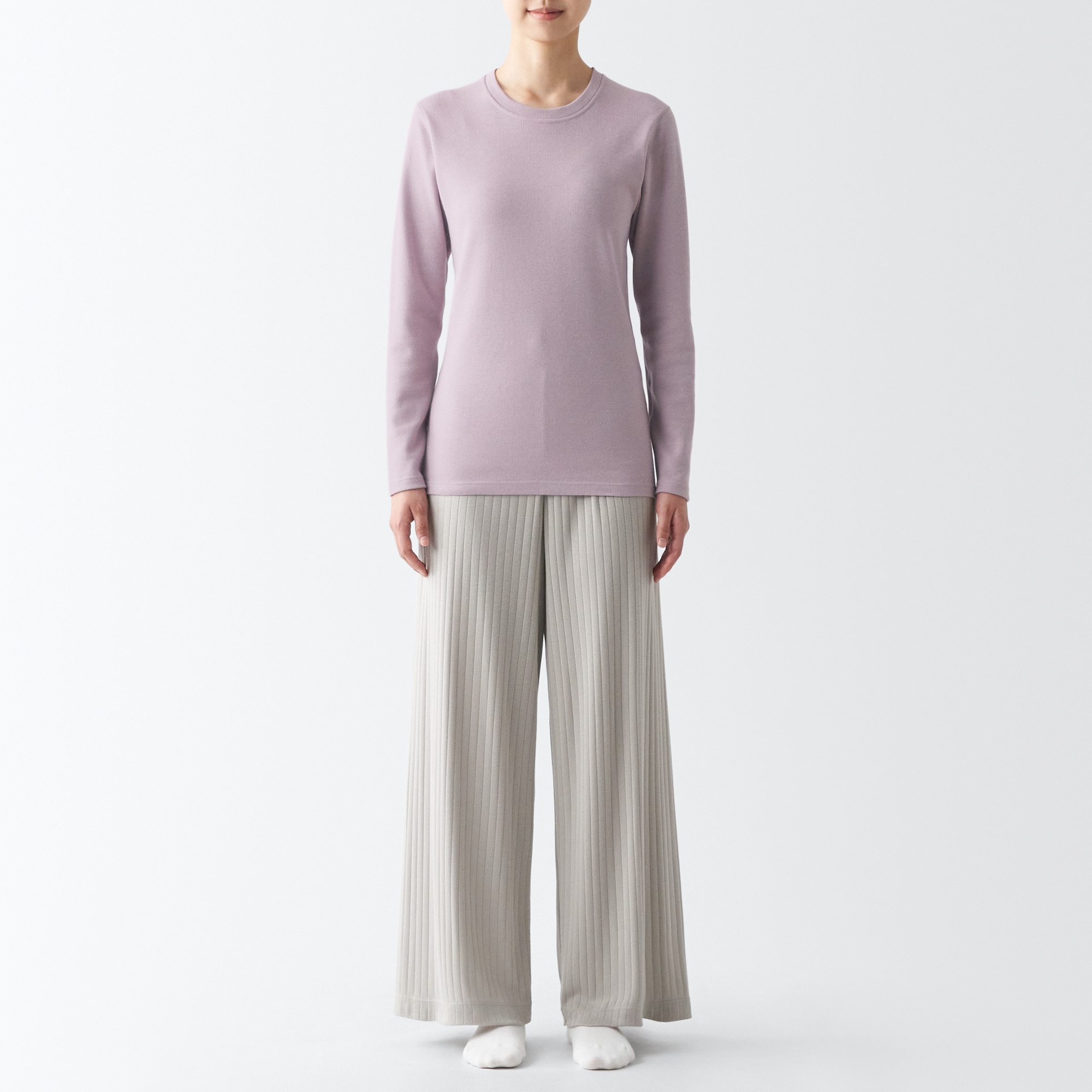 あったか綿　ウール　クルーネック長袖Ｔシャツ