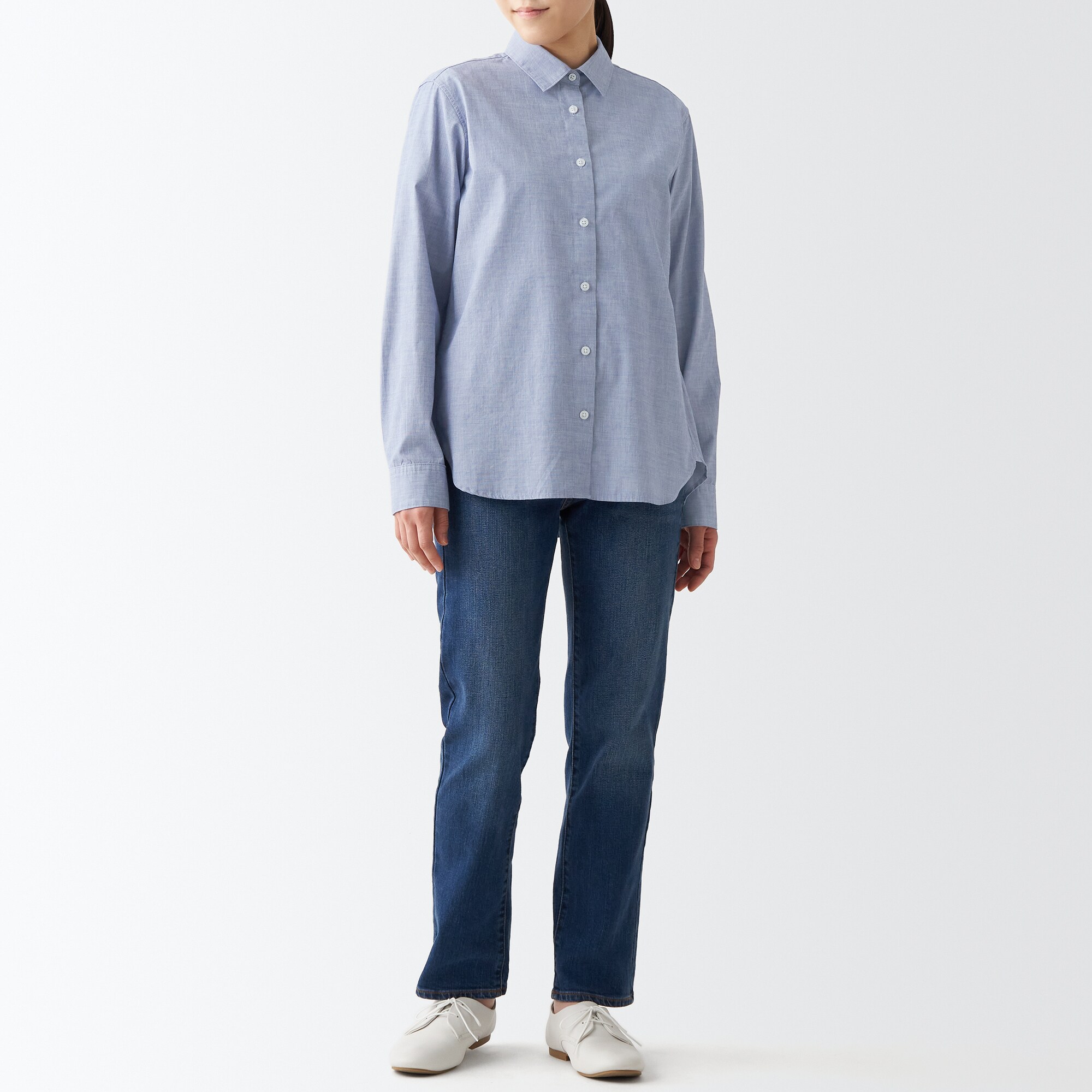 洗いざらしブロードレギュラーカラーシャツ