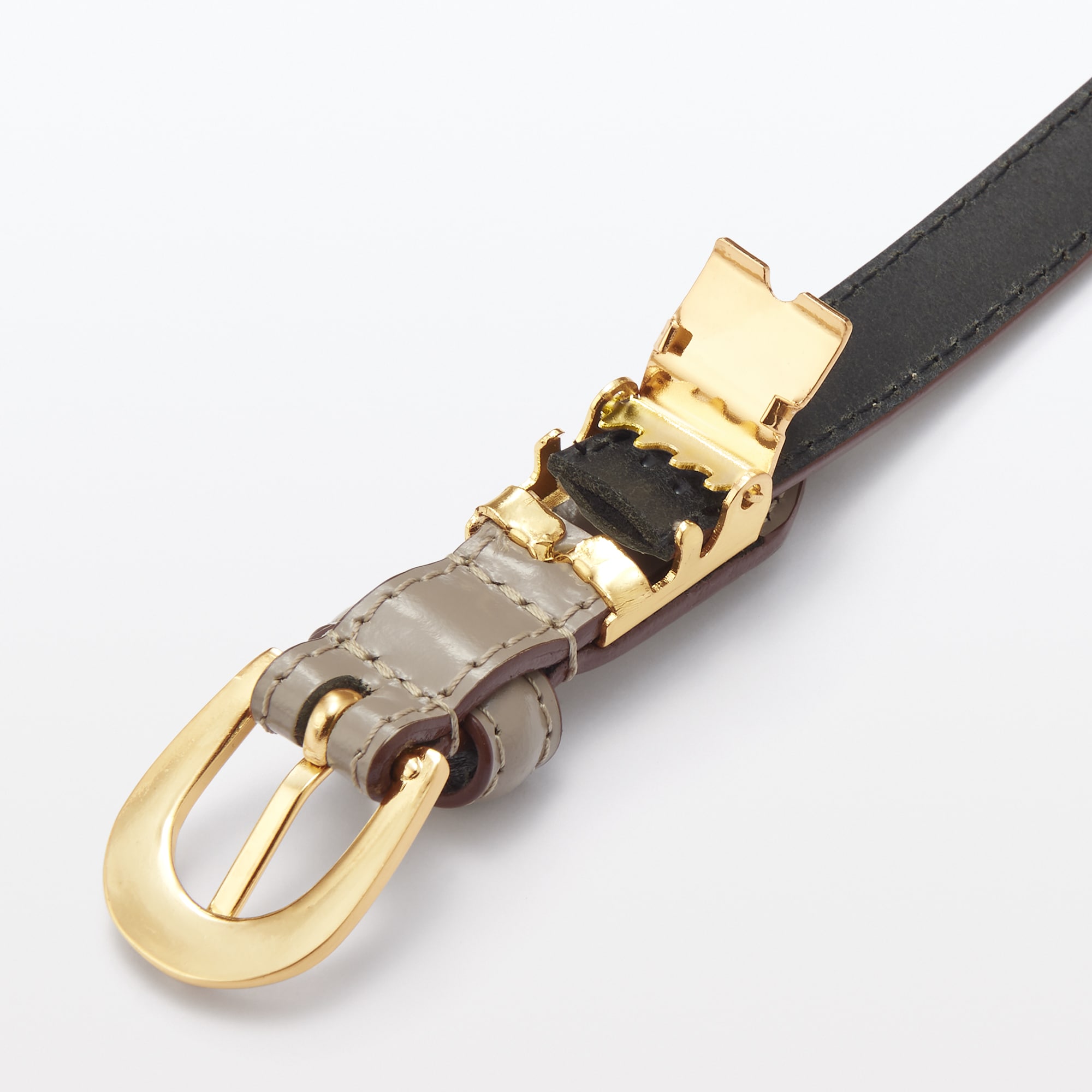 エナメルレザー長さを調節できる細幅ベルト