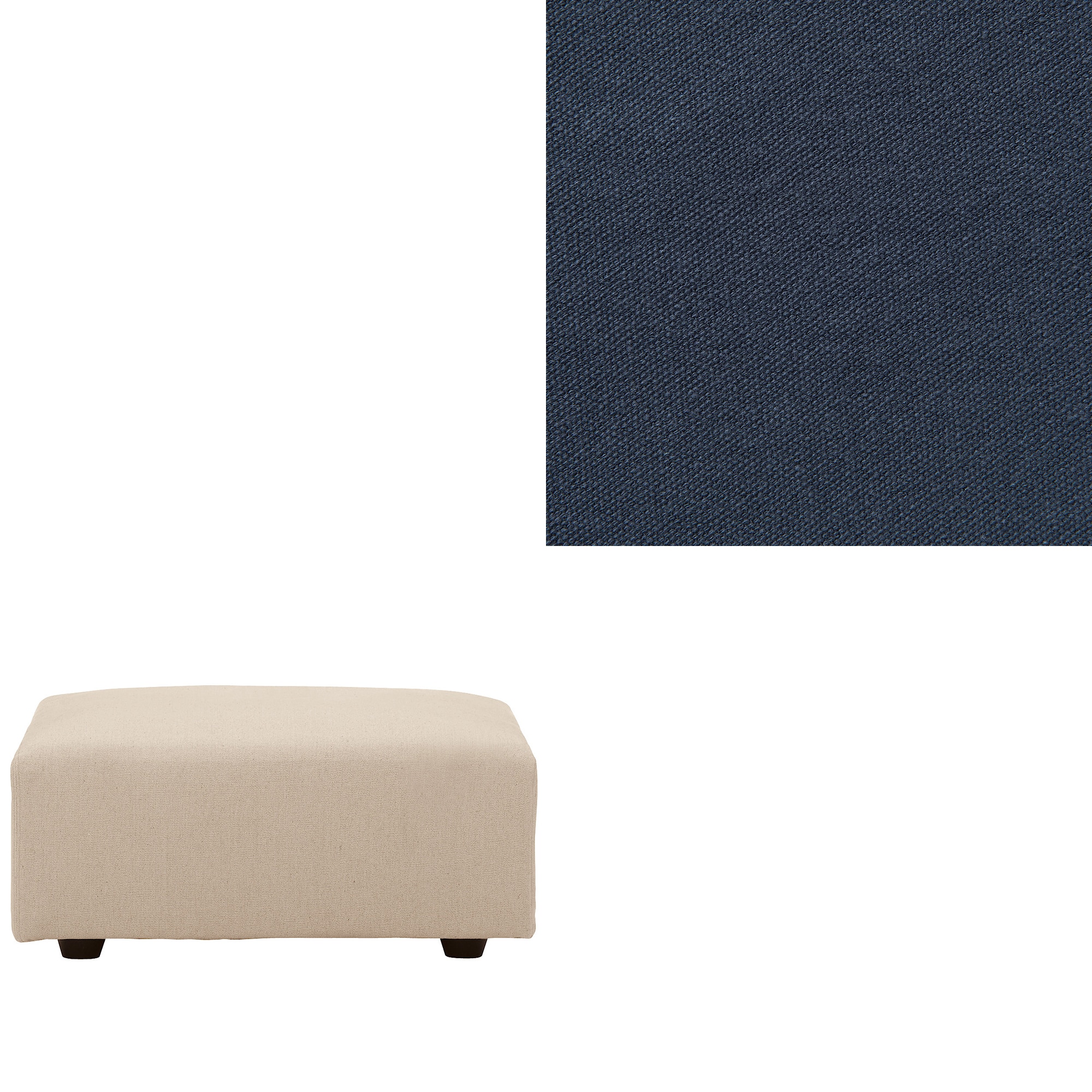 【カバー】洗いざらしの綿帆布ユニットソファオットマン・大・幅７７ｃｍ用カバー／生成