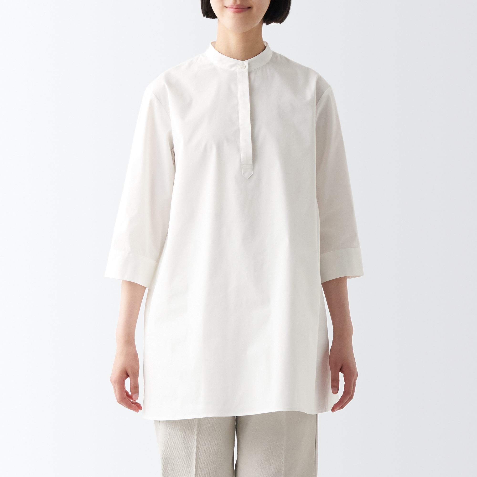 コットン混サテンチュニック