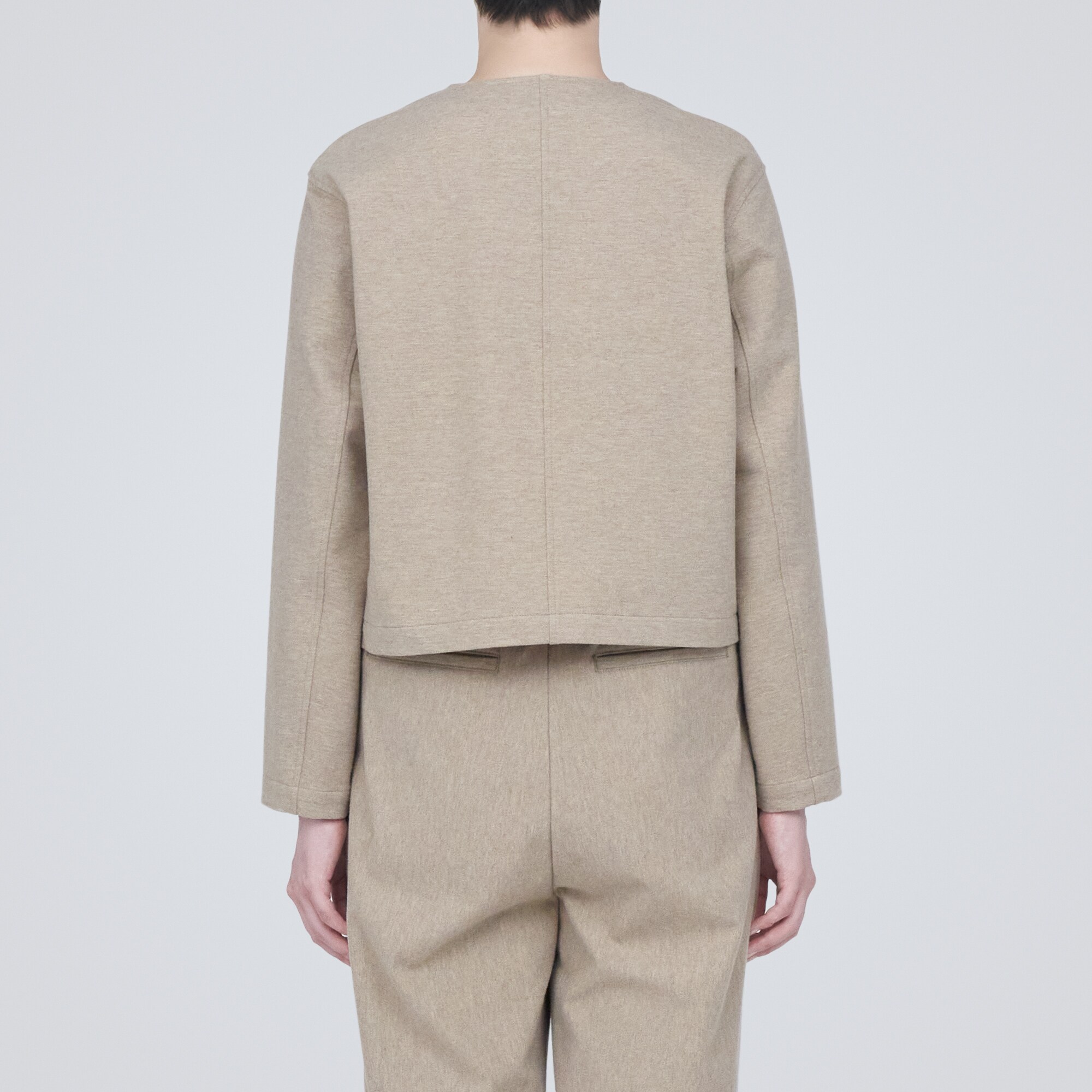 ストレッチ起毛ノーカラージャケット