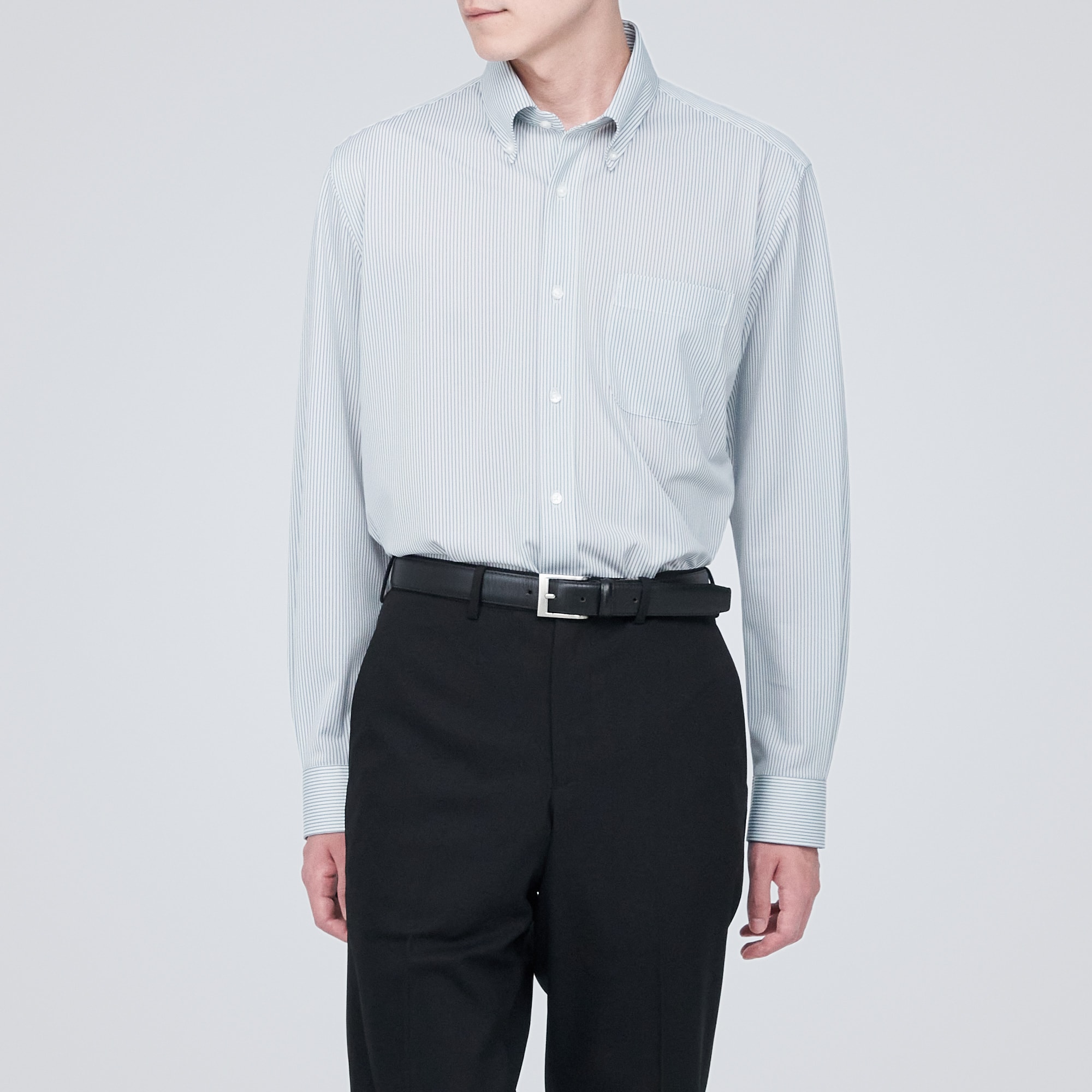 ノンアイロンジャージーボタンダウン長袖シャツ