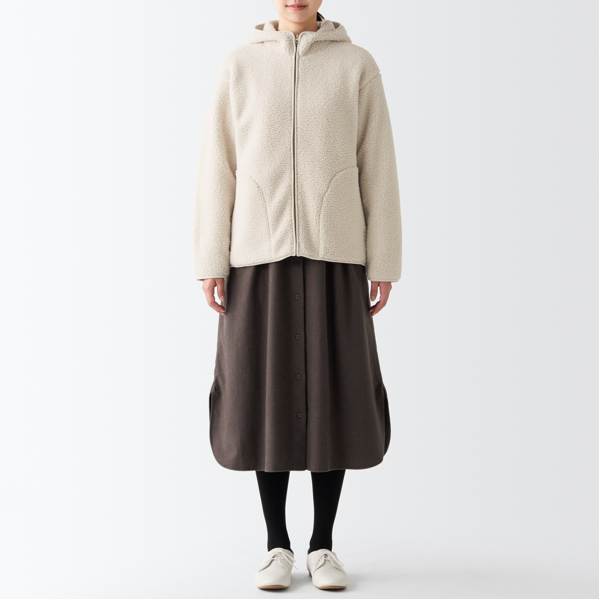 再生ポリエステルボアフリースパーカー