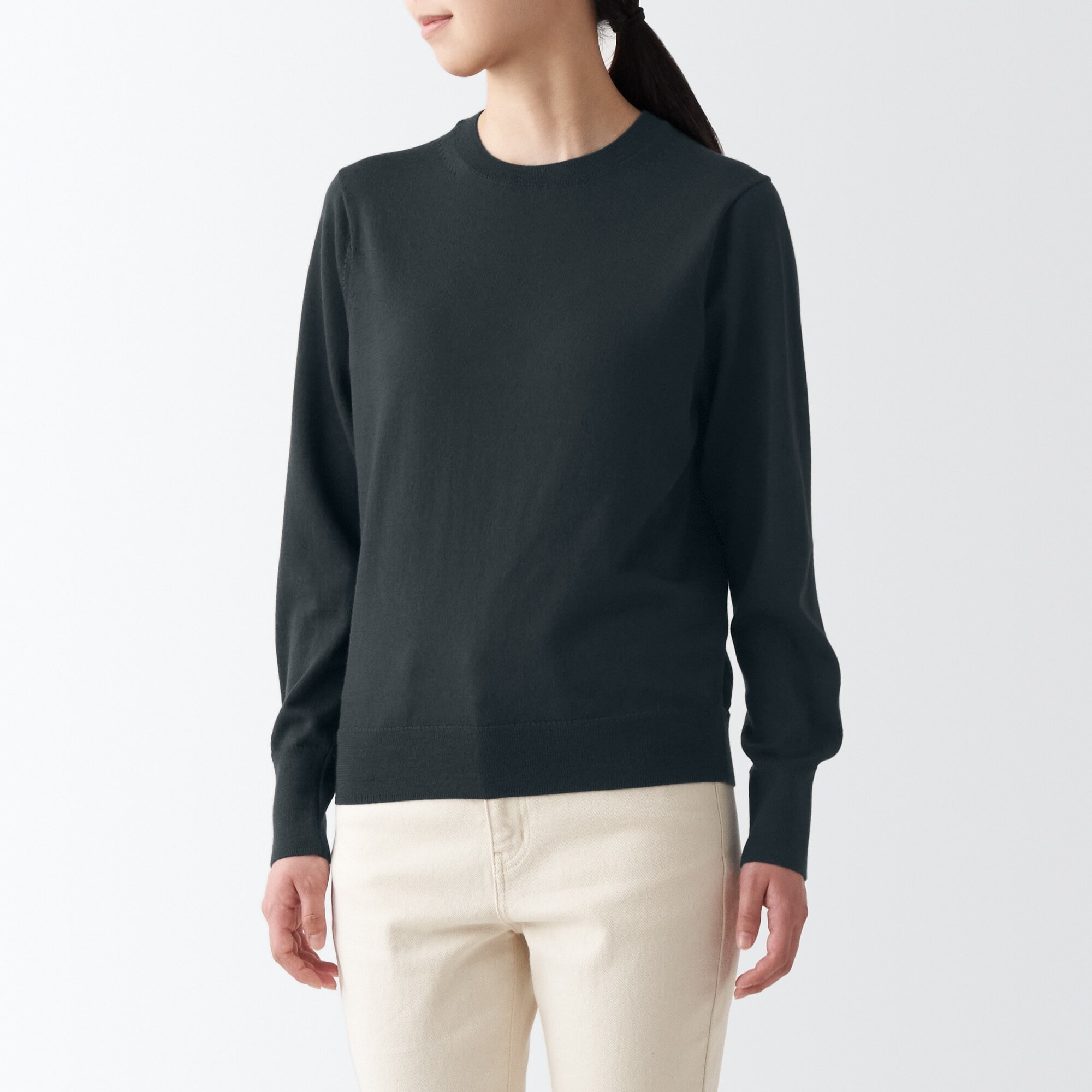 洗えるウールハイゲージクルーネックセーター