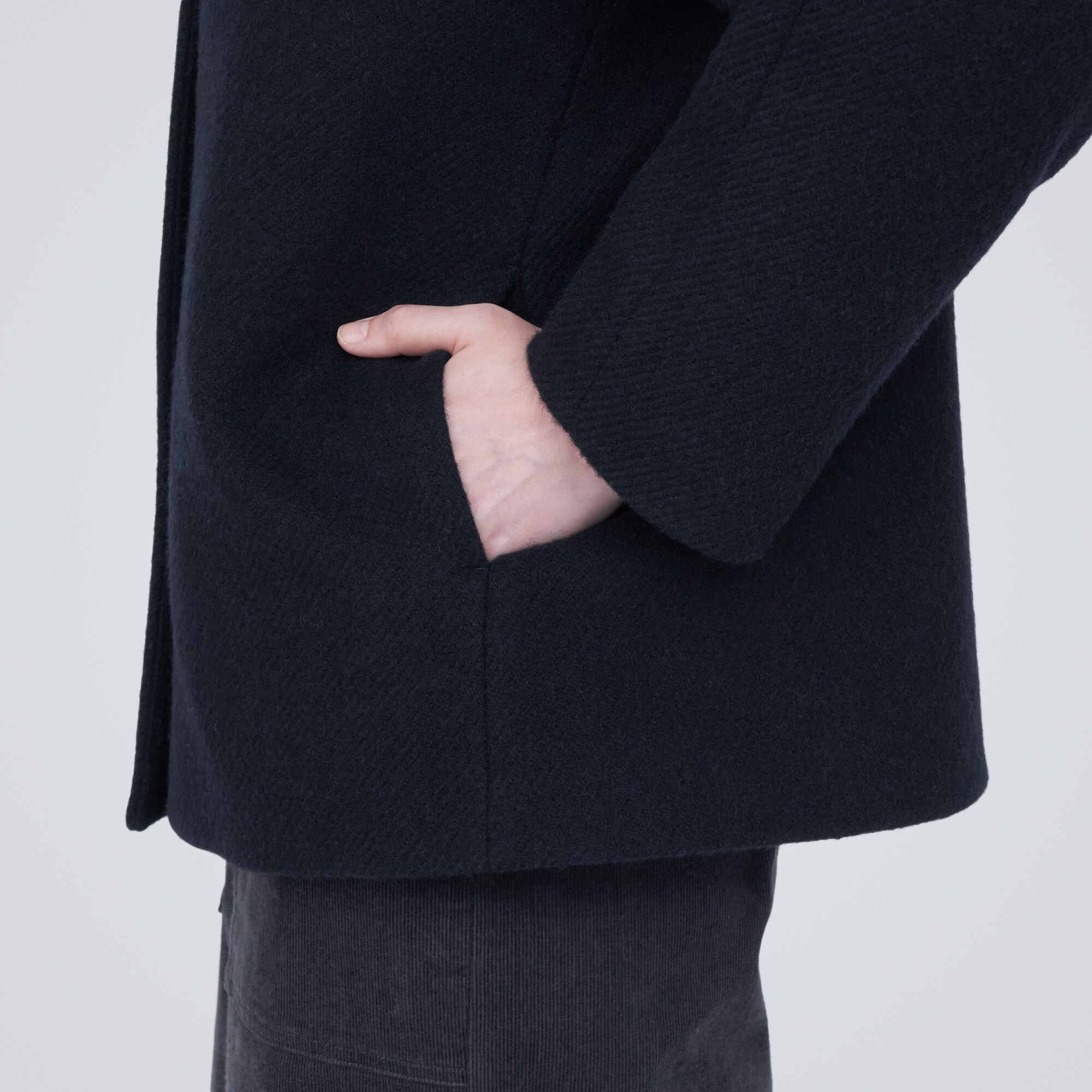 再生ウール混ショートコート