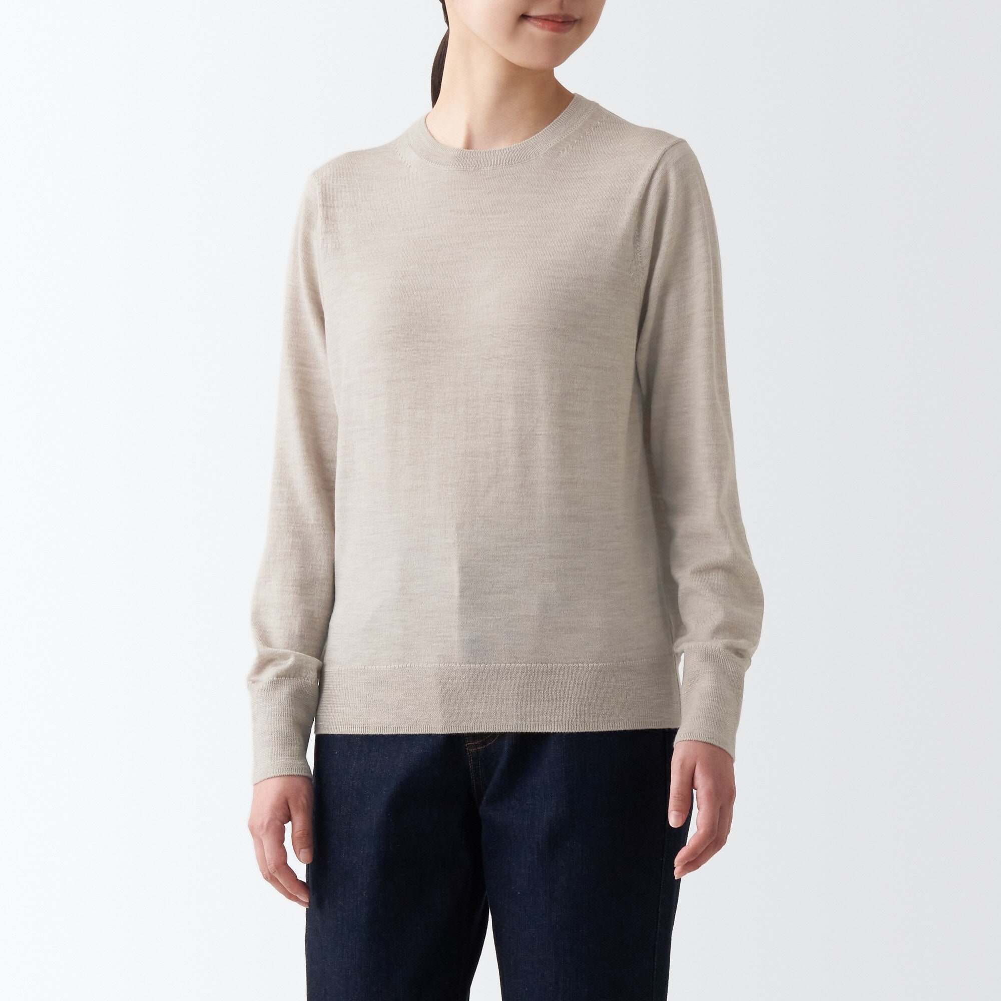 洗えるウールハイゲージクルーネックセーター