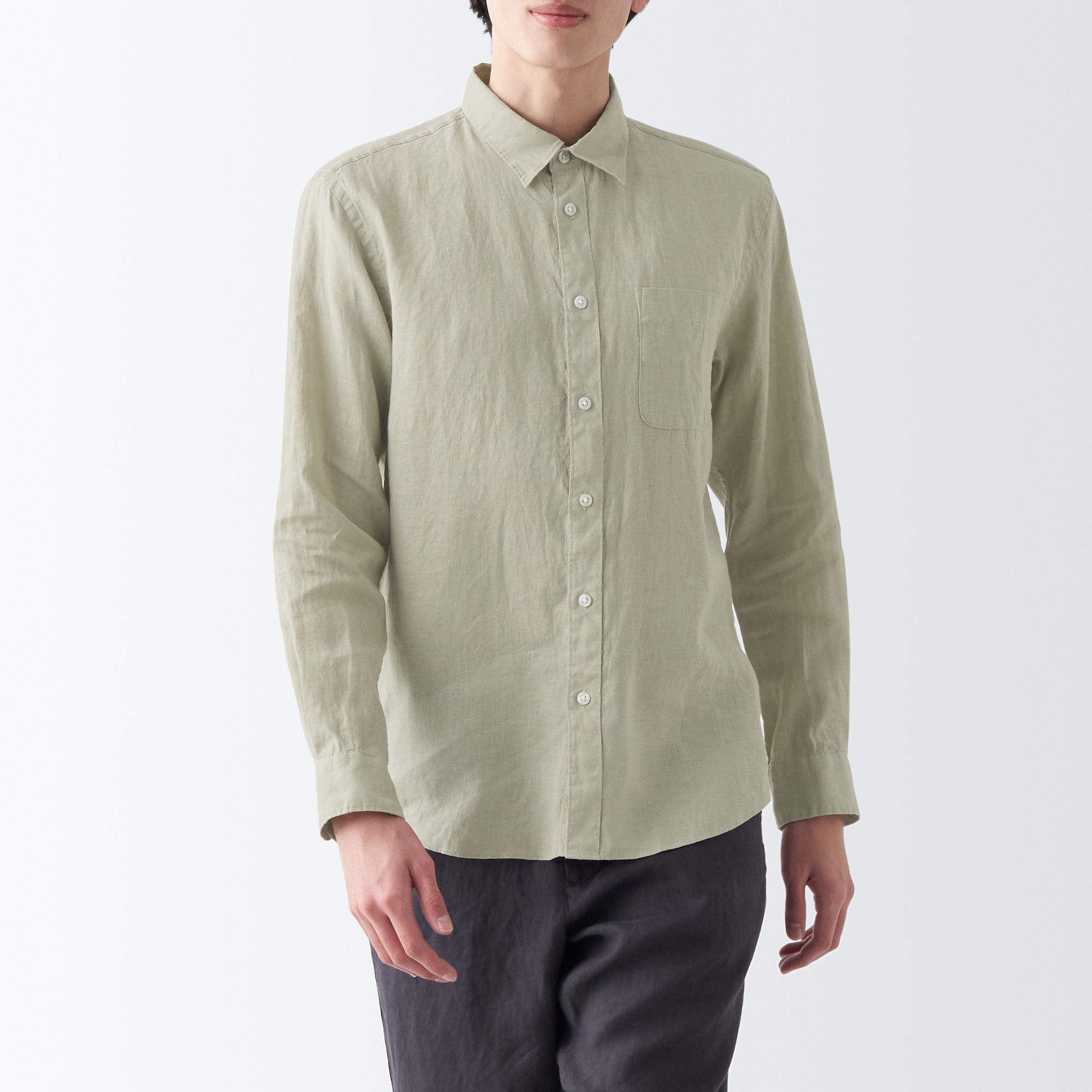 ヘンプ洗いざらし長袖シャツ