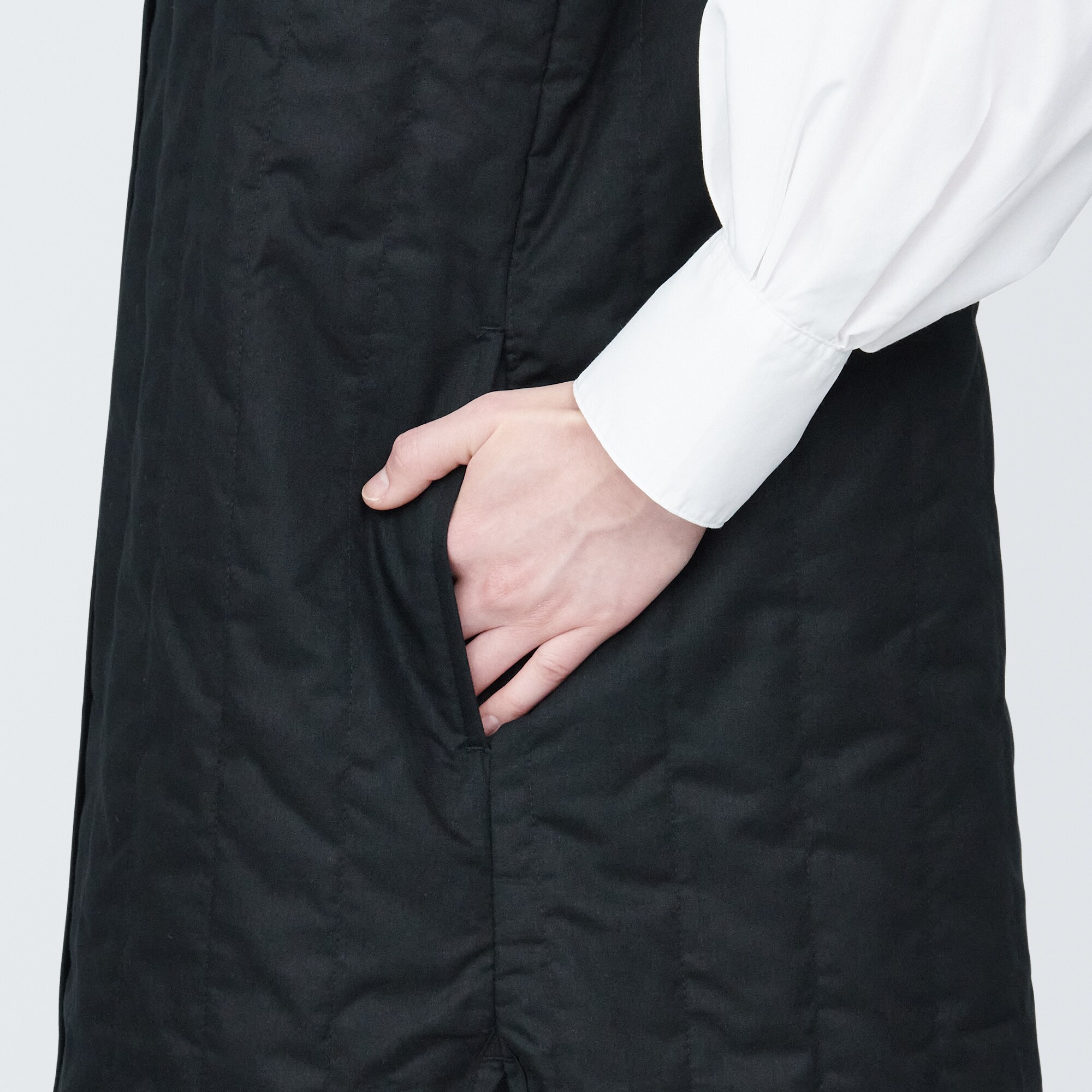 婦人　木の実から作ったカポック混中わたロングジレ