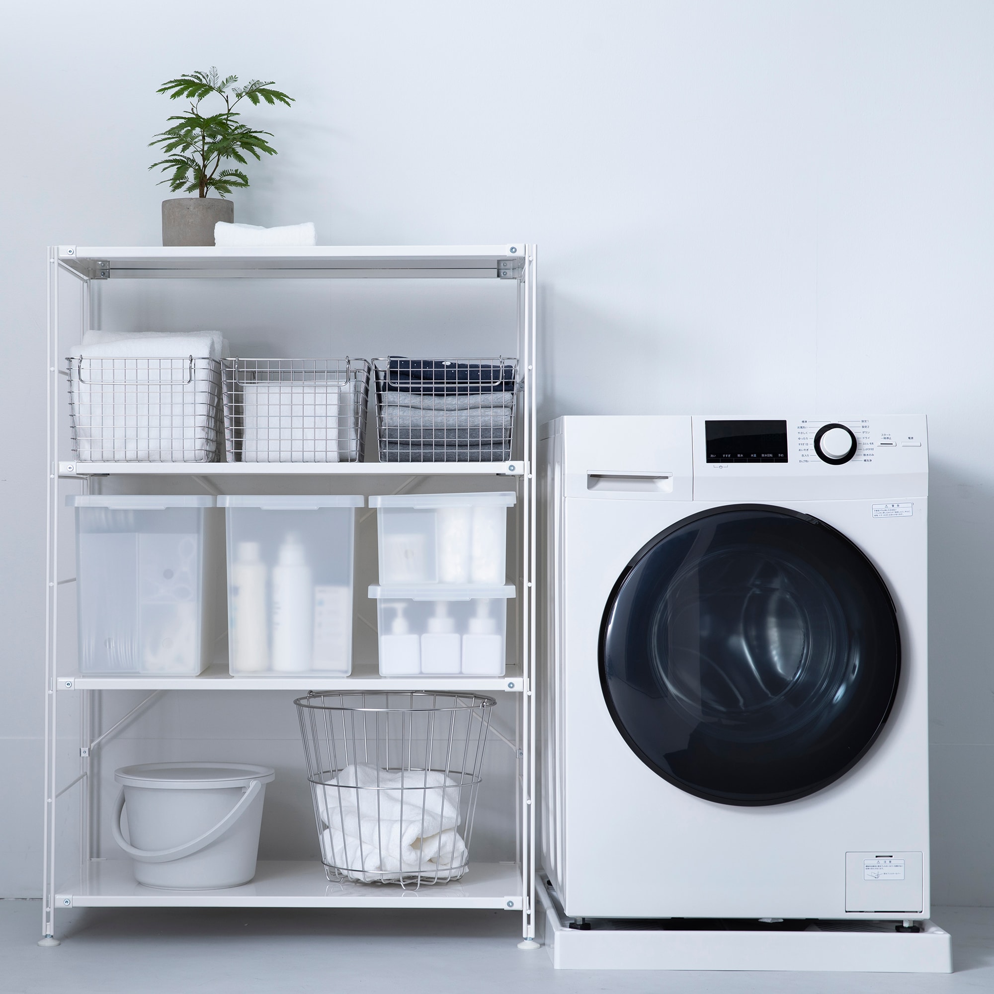 スチールユニットシェルフ・スチール棚セット・ワイド・中・ライトグレー