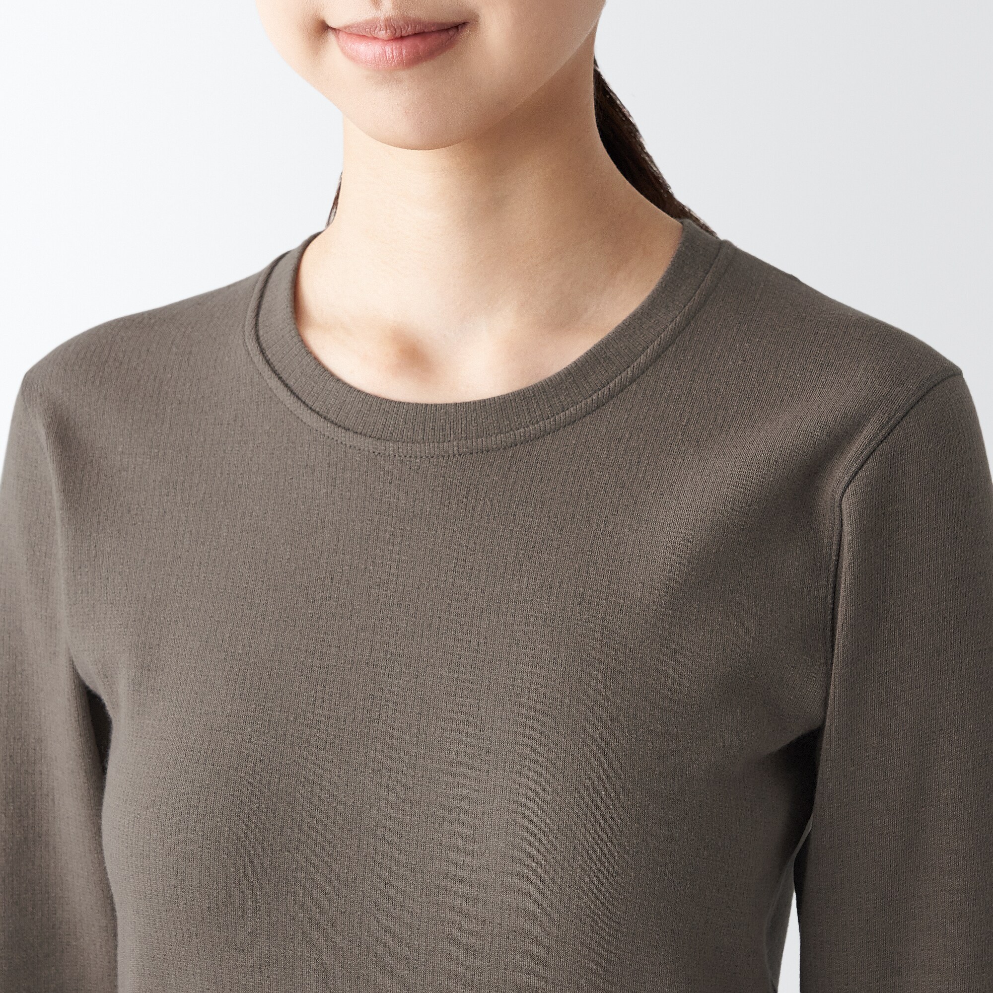 あったか綿　ウール　クルーネック長袖Ｔシャツ