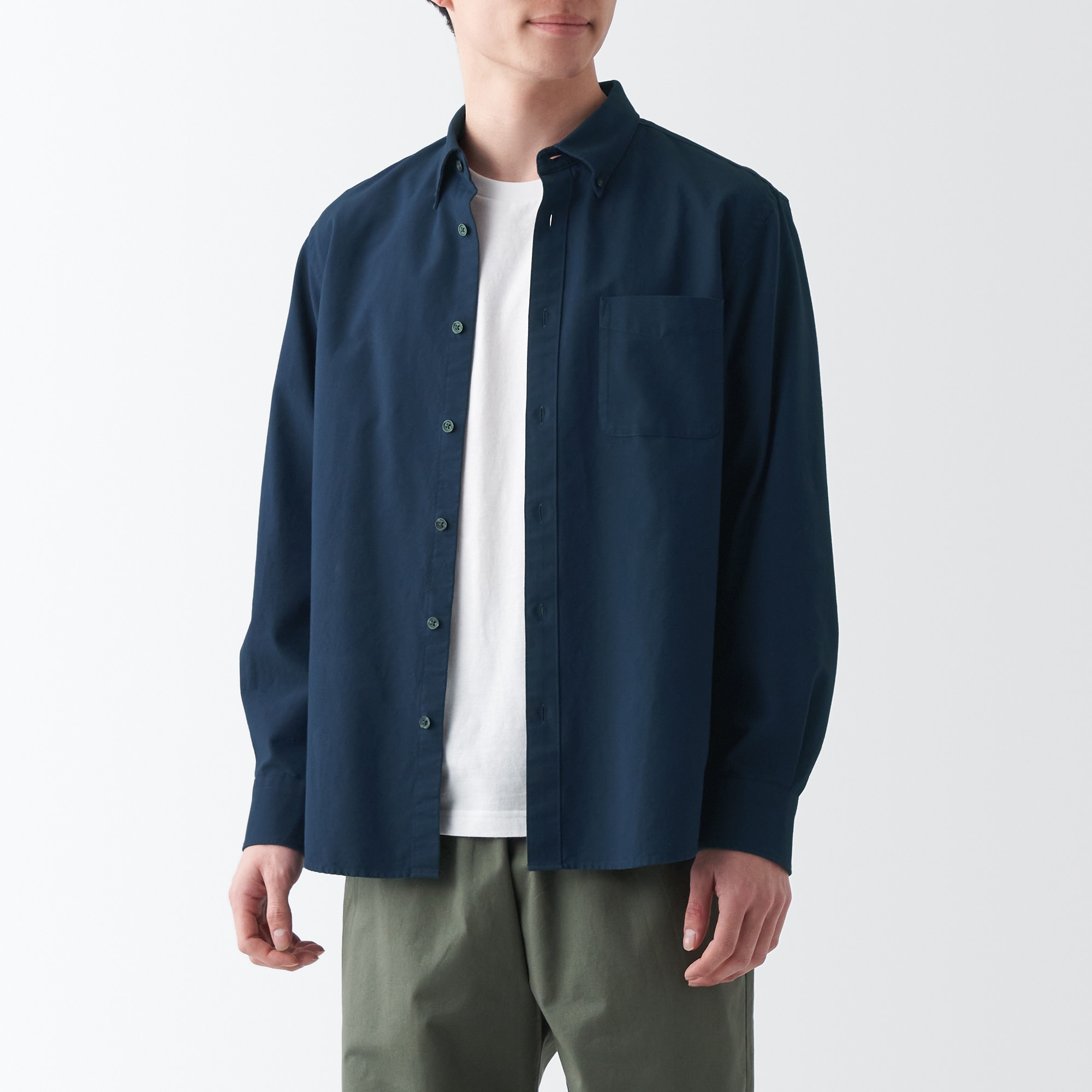 【旧仕様・ハンガーループあり】洗いざらしオックスボタンダウン長袖シャツ