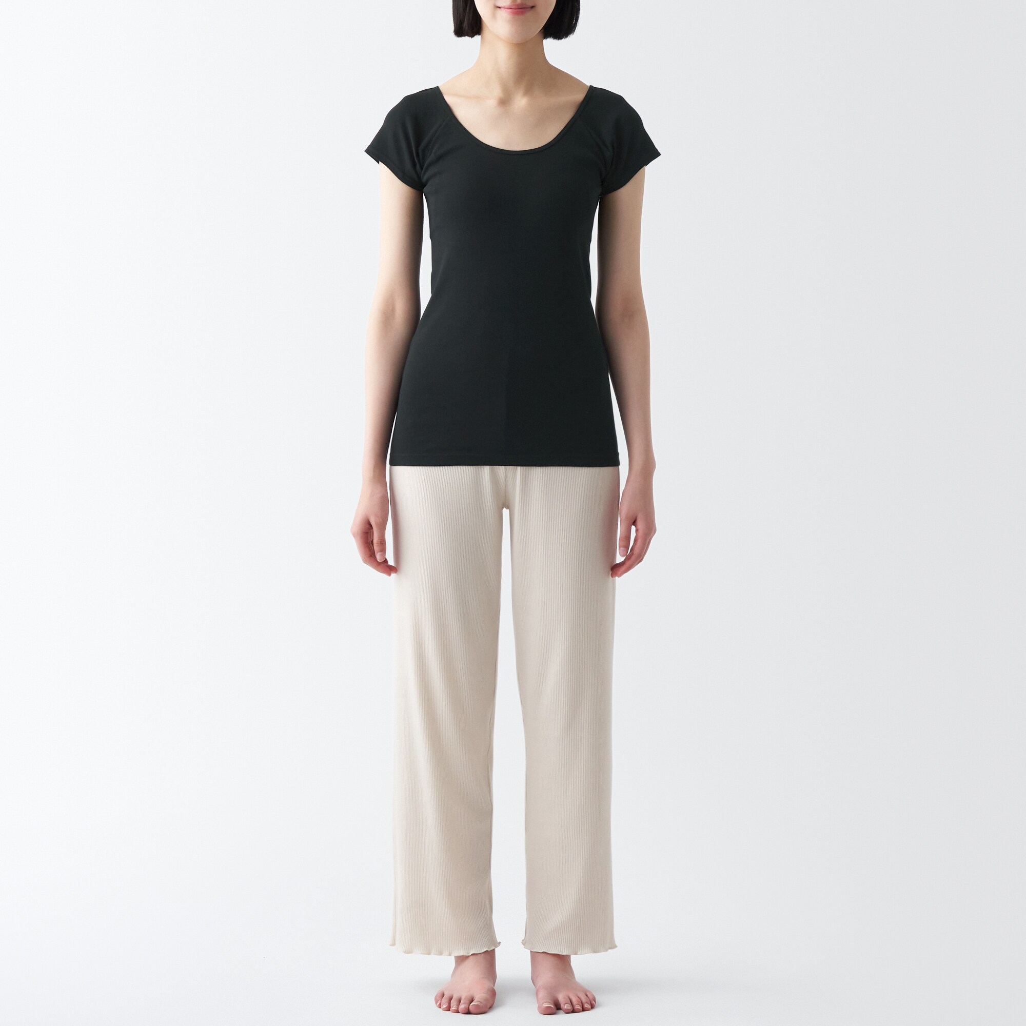 さらっと綿　汗取りパッド付きフレンチスリーブＴシャツ