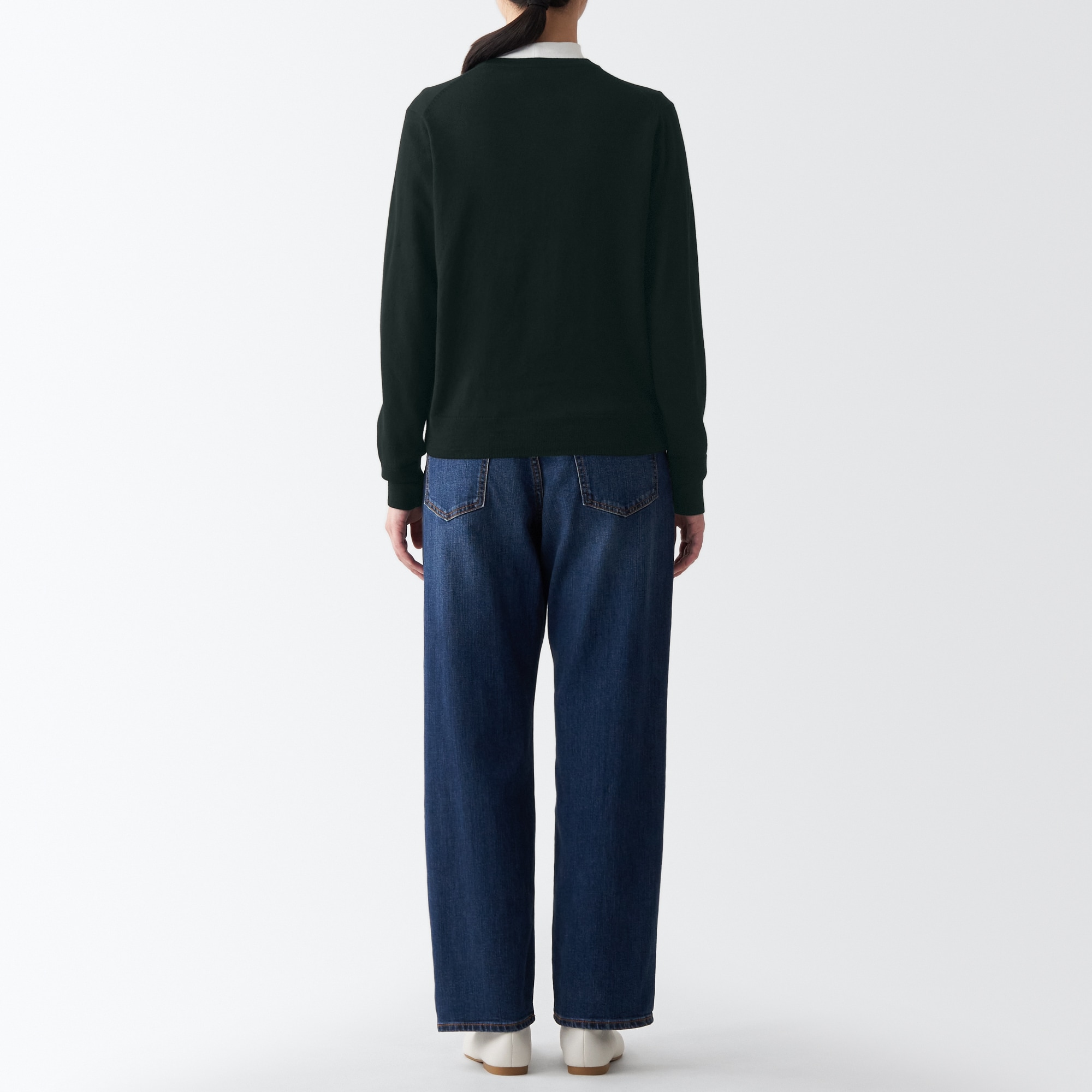 メリノウール洗えるクルーネックカーディガン