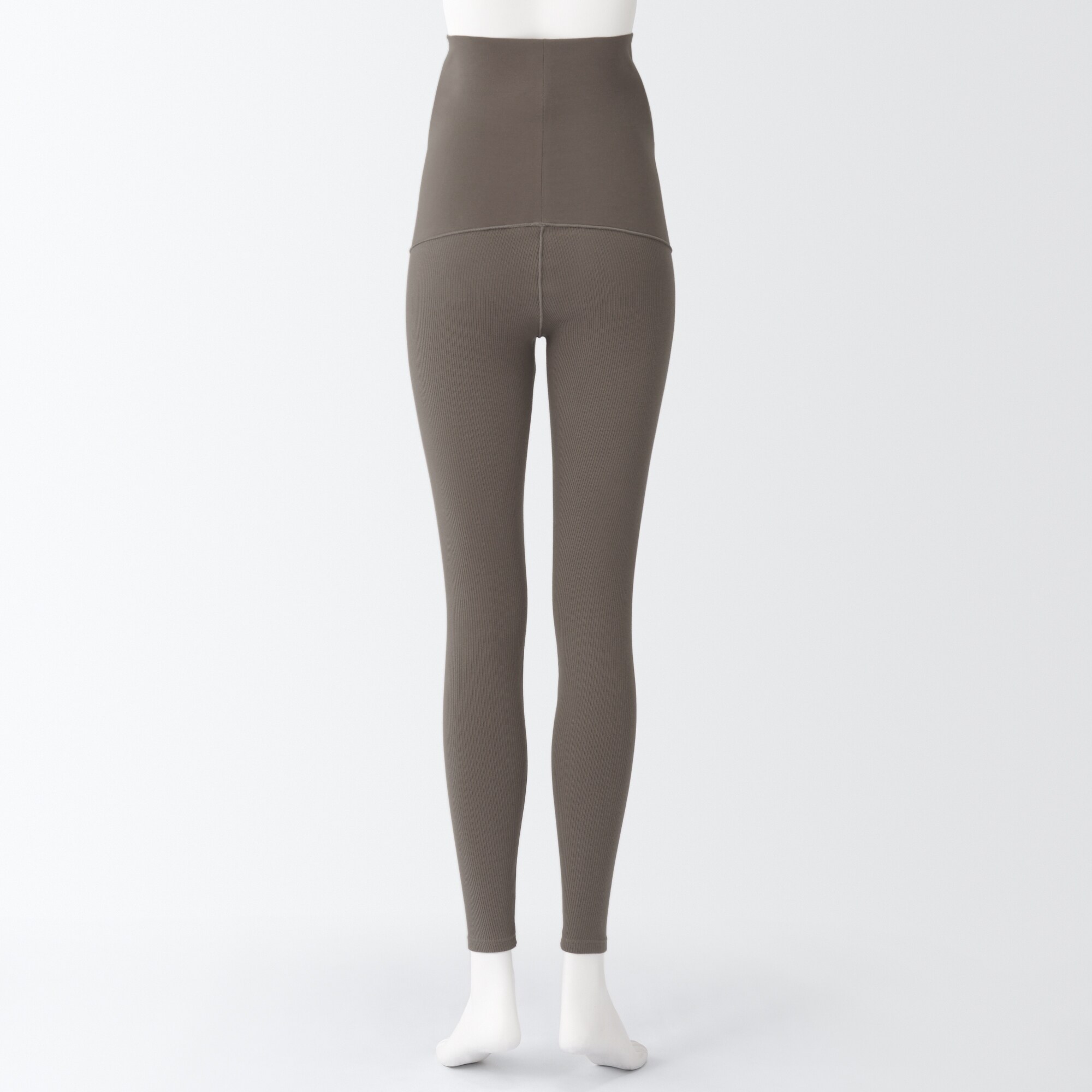 ストレッチリブ編み　腹巻つきレギンス（十分丈）