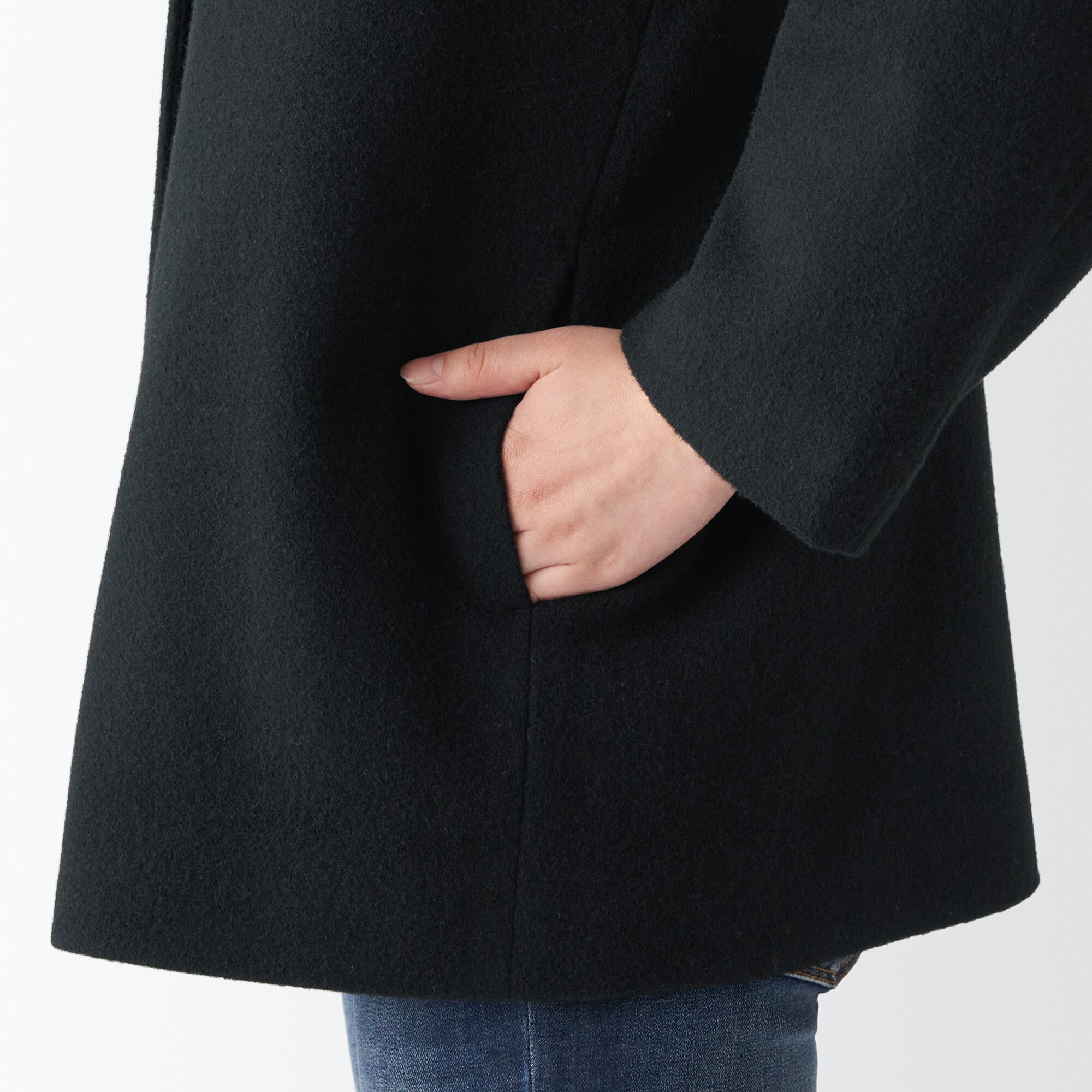 ウール混ステンカラーショートコート