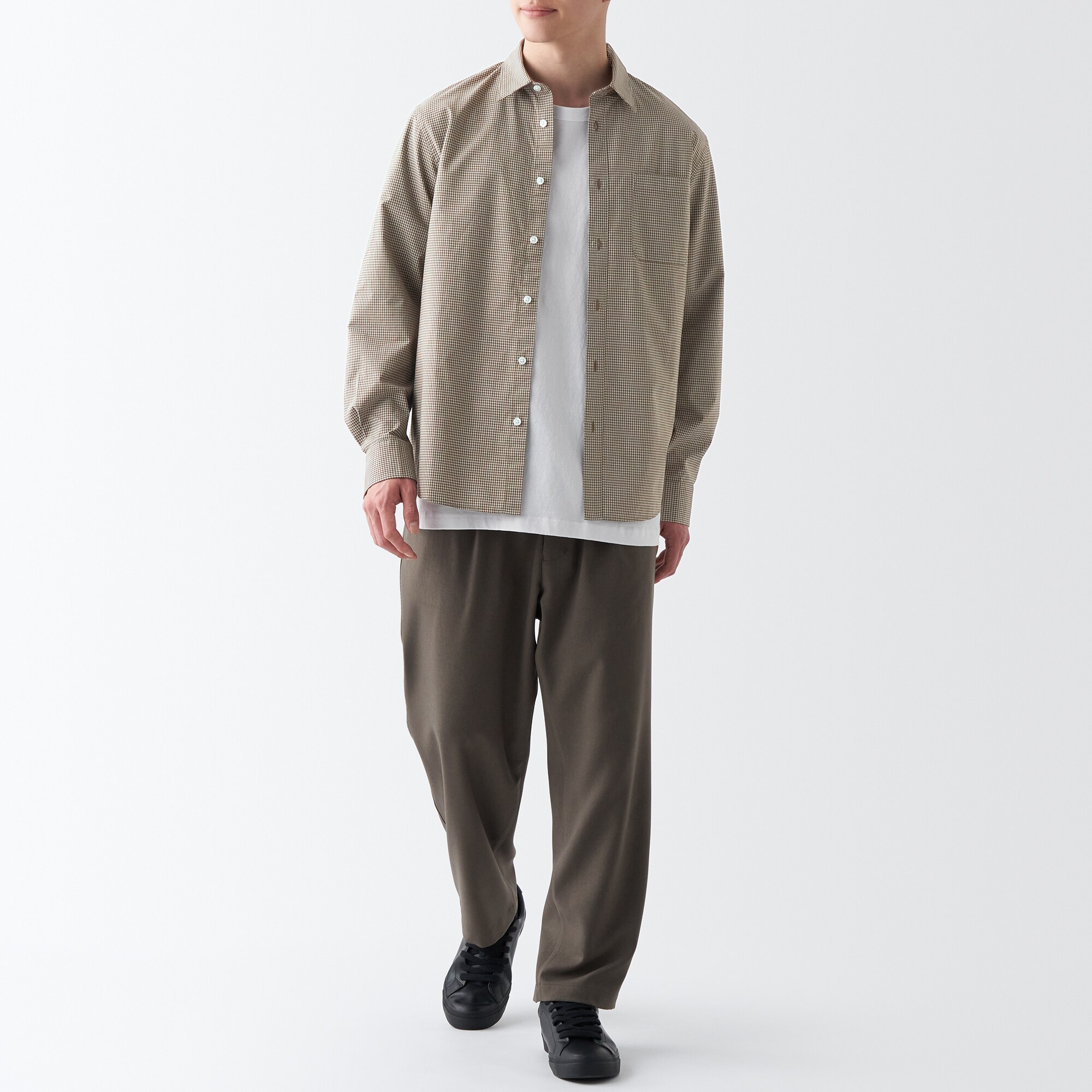 洗いざらしブロード長袖シャツ