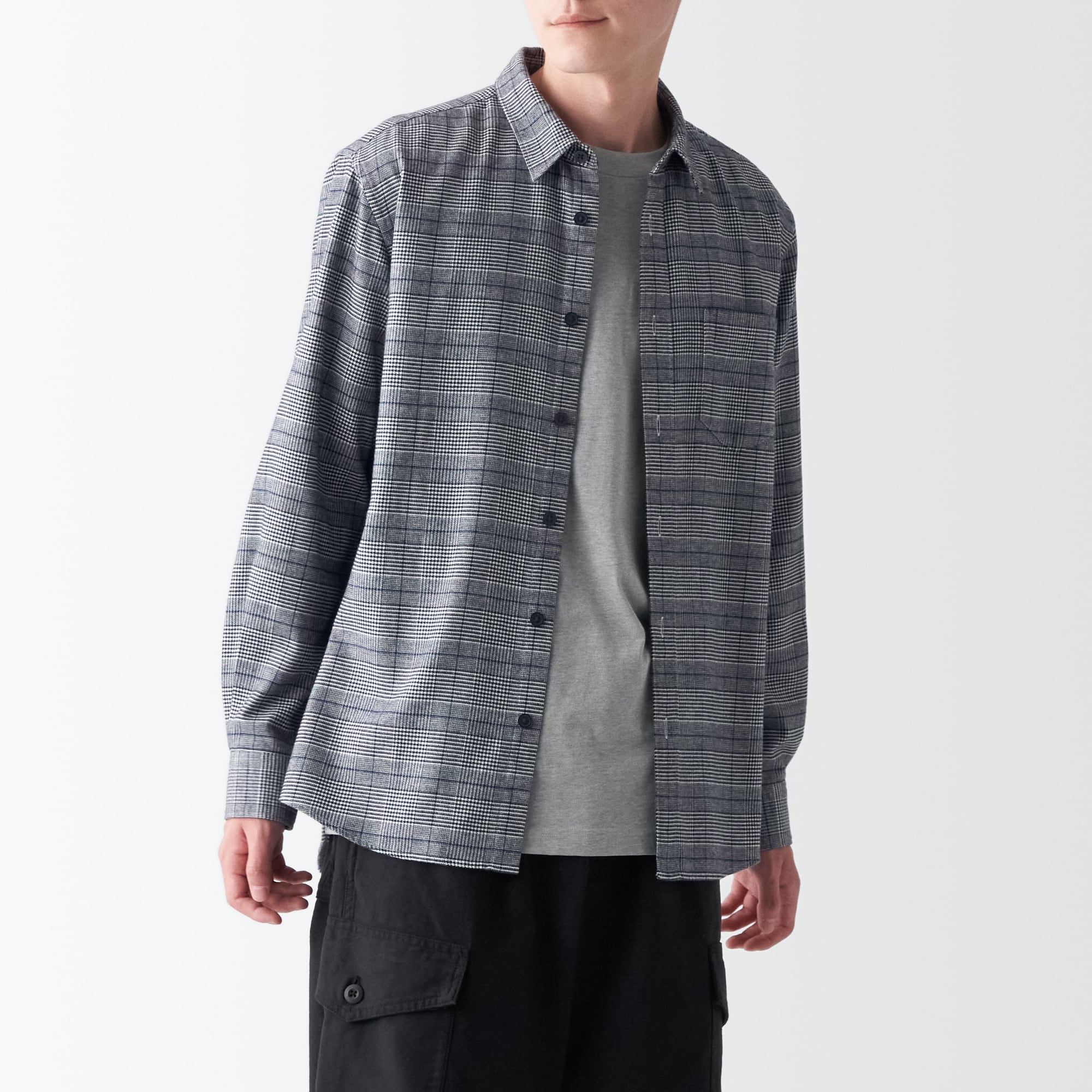 両面起毛フランネル長袖シャツ