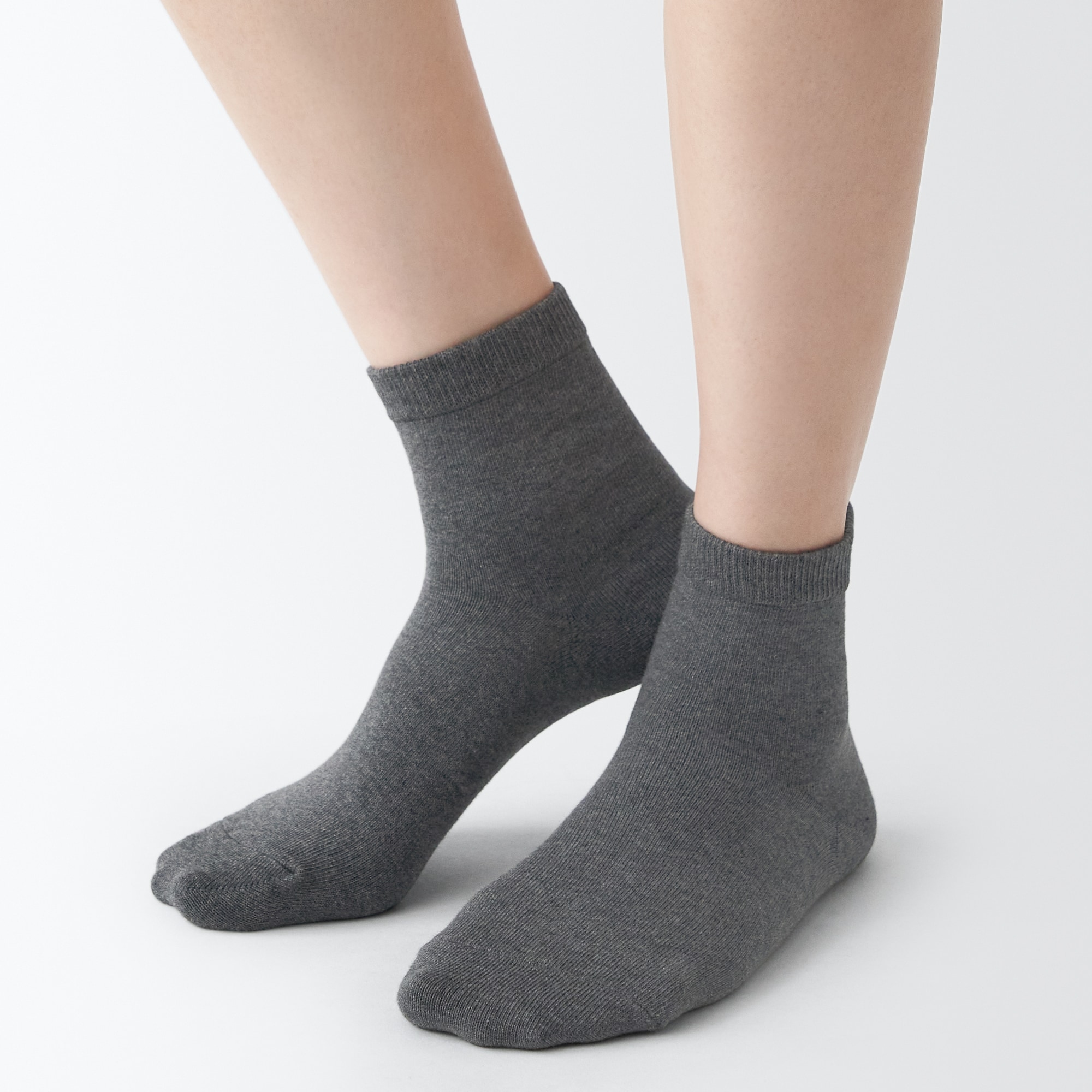 婦人　足なり直角　履き口やわらか　ショート丈靴下（口ゴムなし・三層）