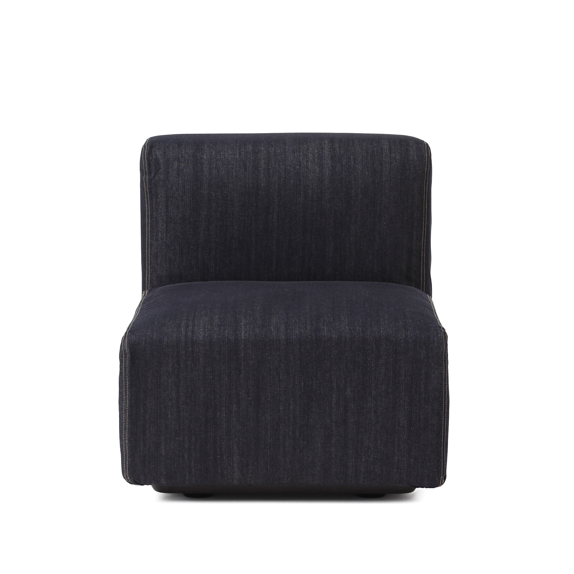 【カバー】綿デニムユニットソファアームレス小用カバー／ネイビー