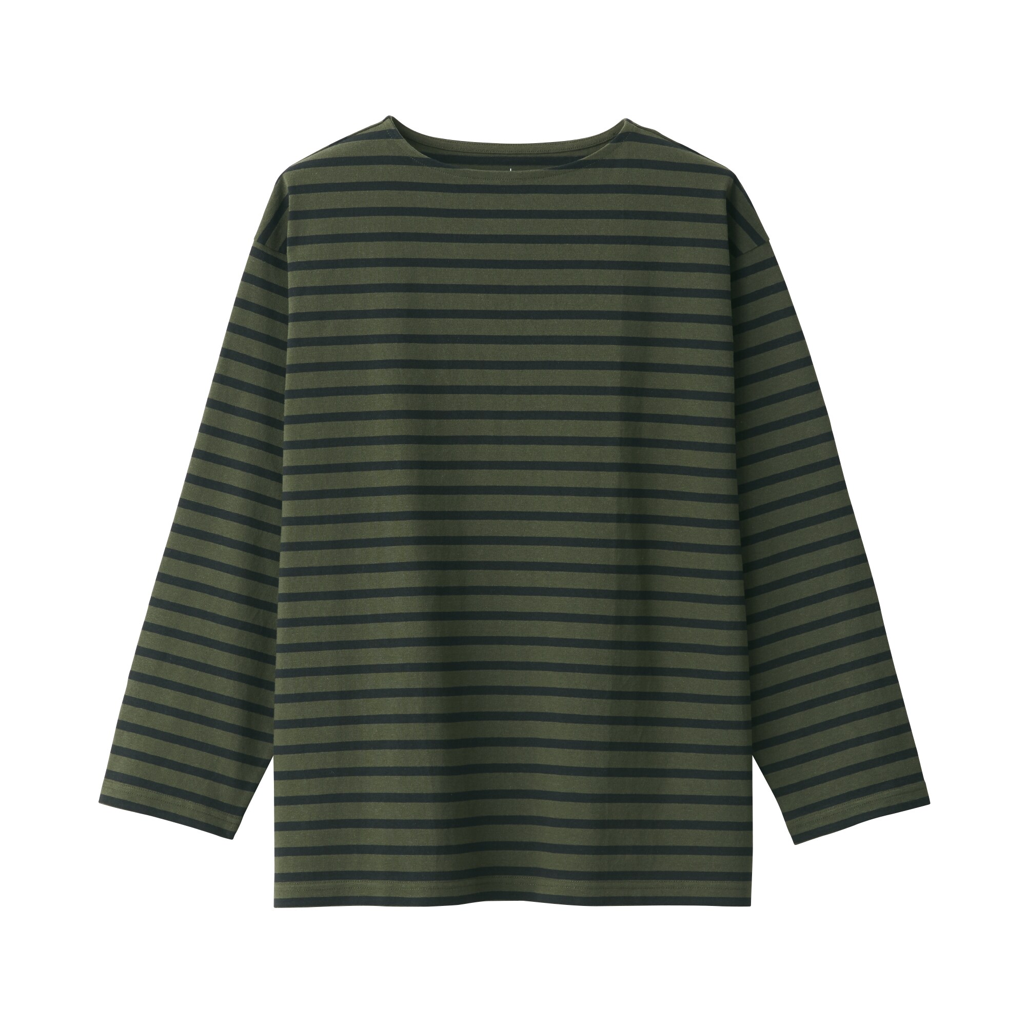 洗いざらし太番手ボートネック九分袖Ｔシャツ