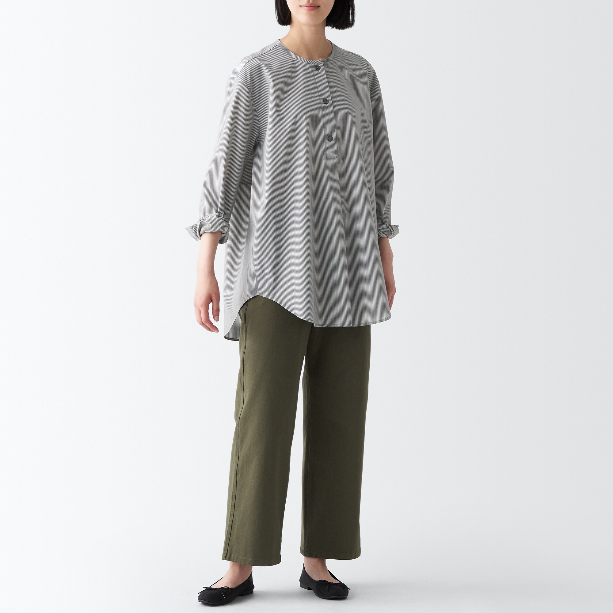 乾きやすいブロード長袖チュニック