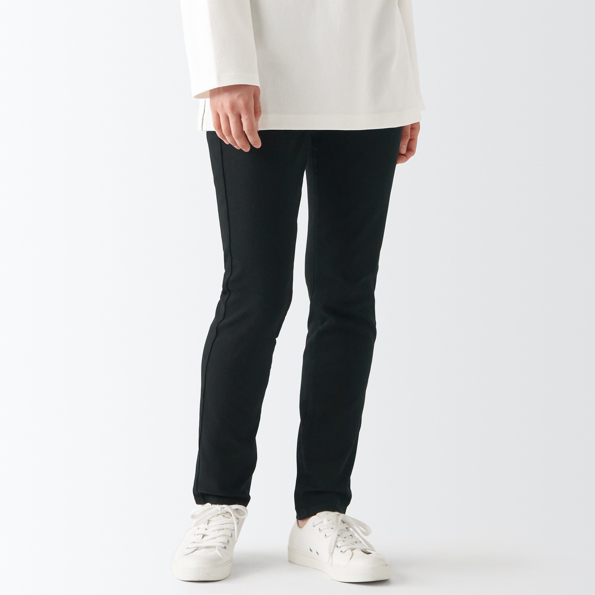 【スキニー】ストレッチデニムパンツ（股下７５ｃｍ）ディープブラック