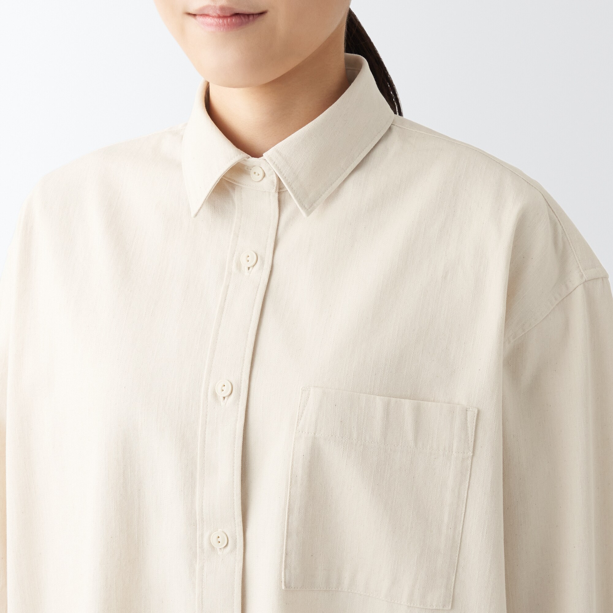 洗いざらしデニムレギュラーカラーチュニック