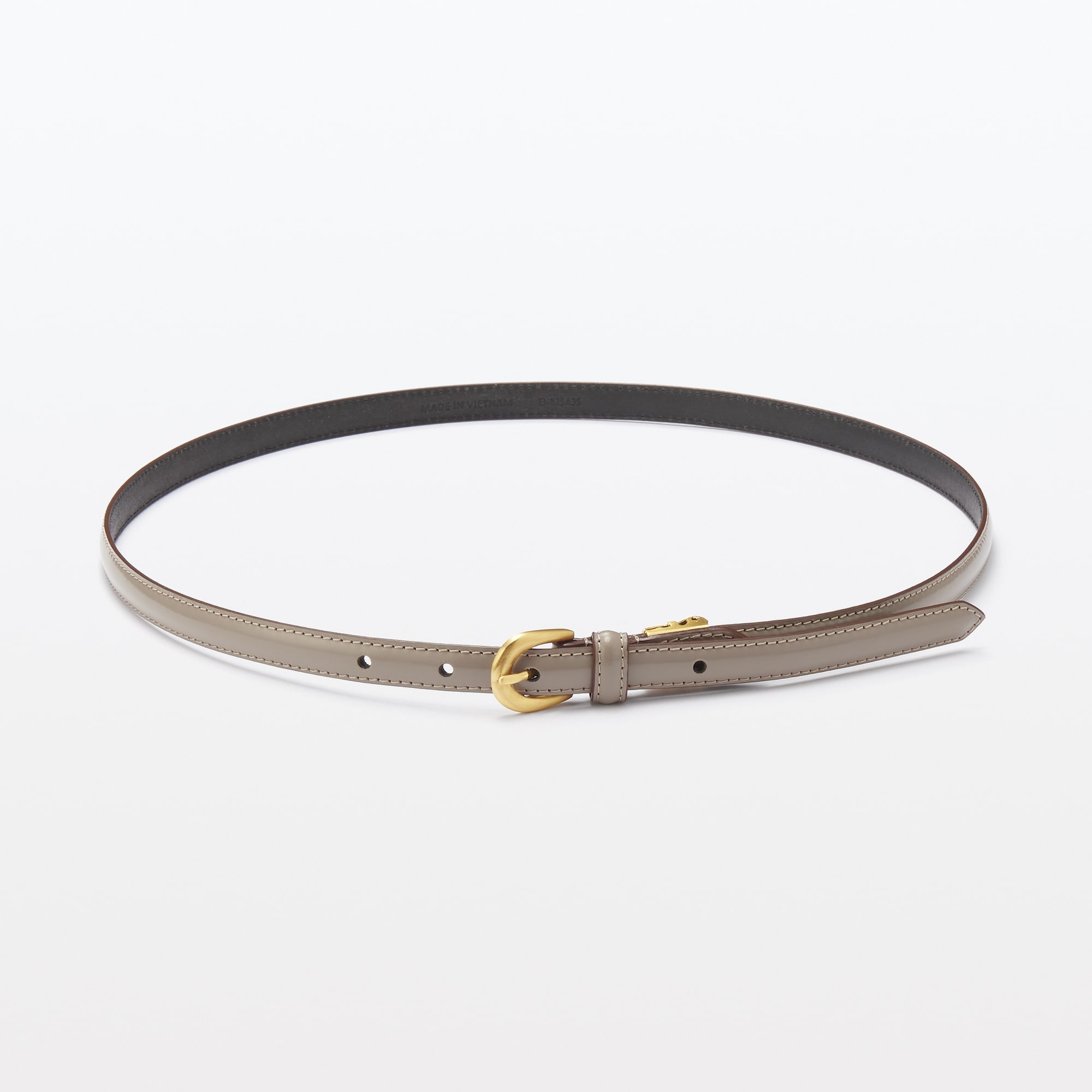 エナメルレザー長さを調節できる細幅ベルト