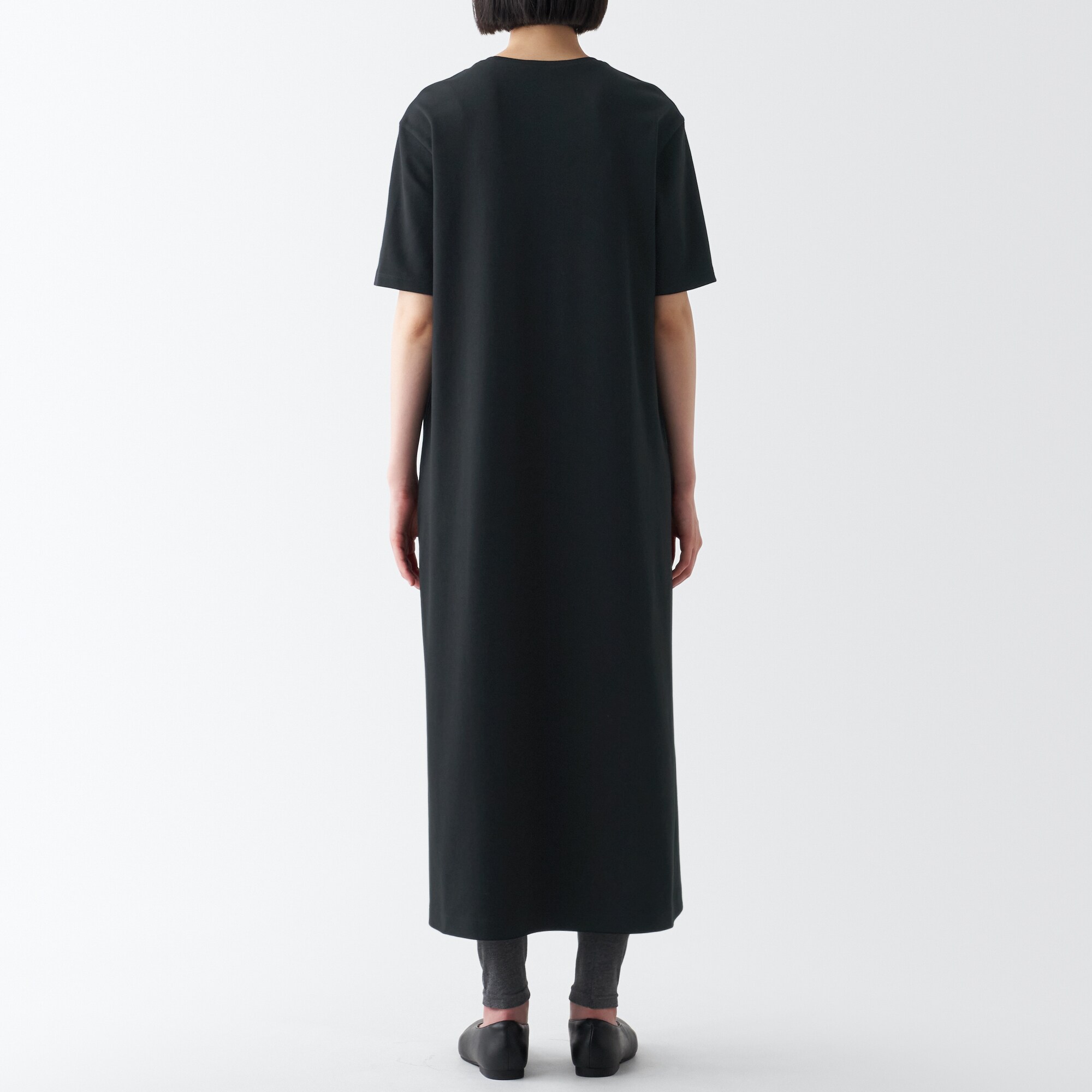 スムース編み半袖ワンピース