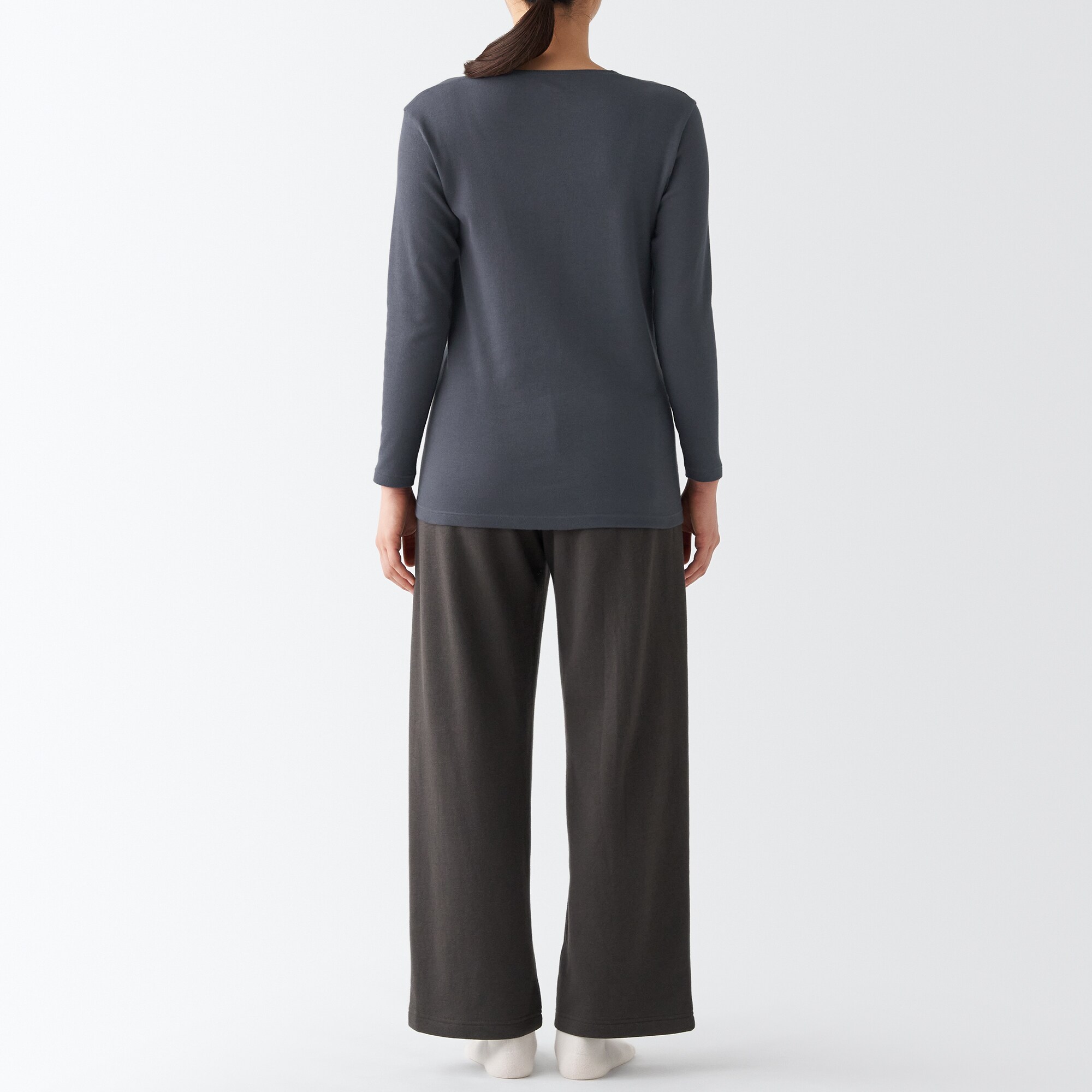 あったか綿　厚手　Ｕネック八分袖Ｔシャツ