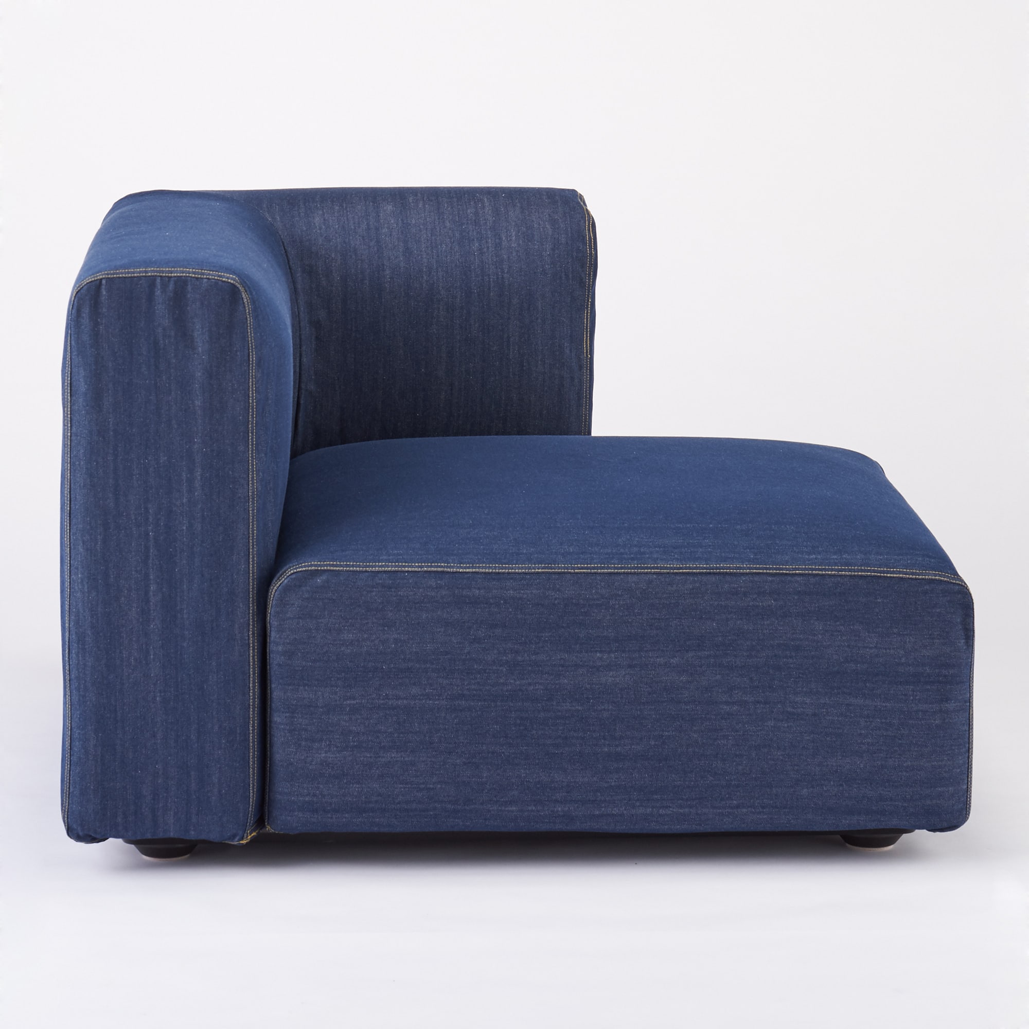【カバー】綿デニムユニットソファ・ハーフアーム・大（左）用カバー／ネイビー