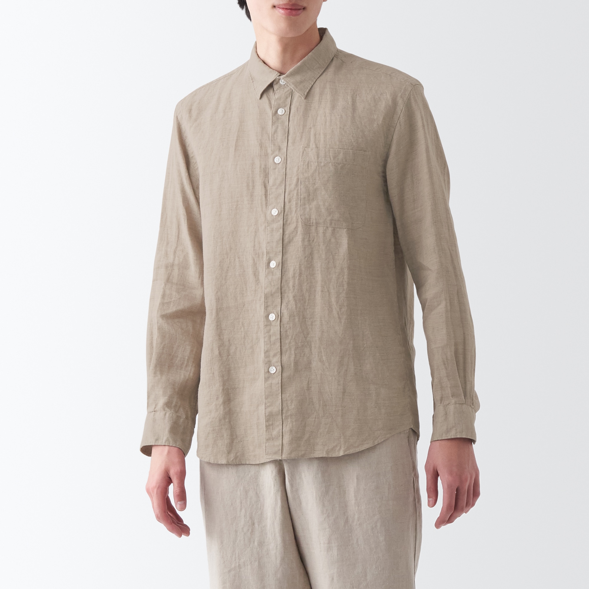 ヘンプ洗いざらし長袖シャツ