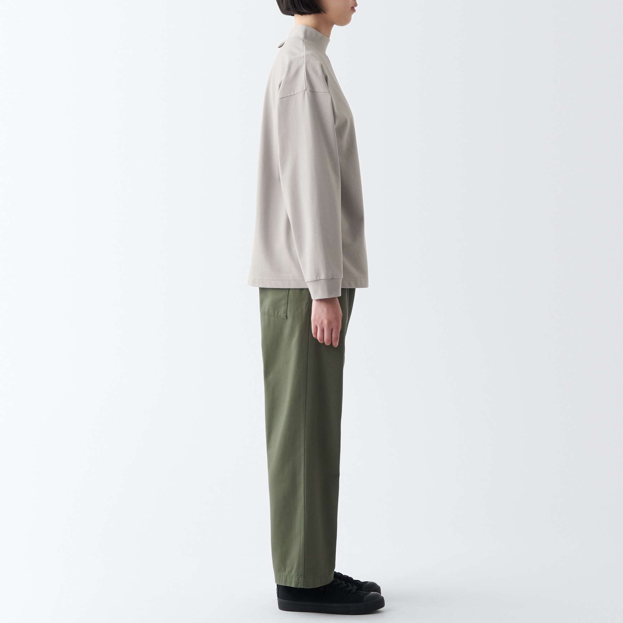 天竺編みハイネック長袖Ｔシャツ