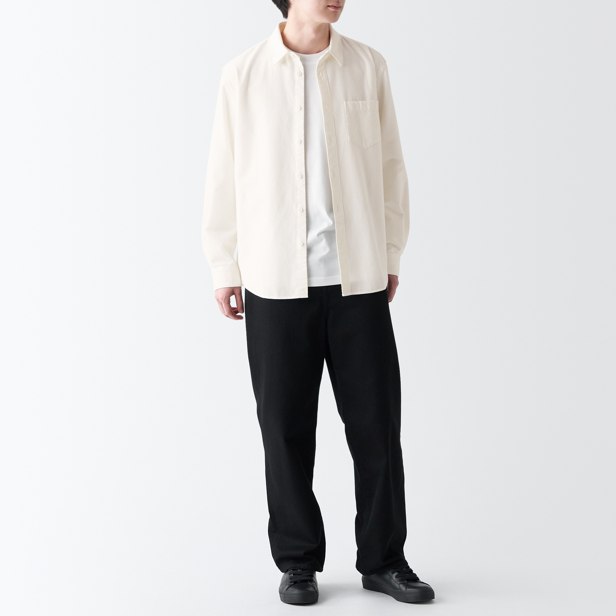 両面起毛フランネル長袖シャツ