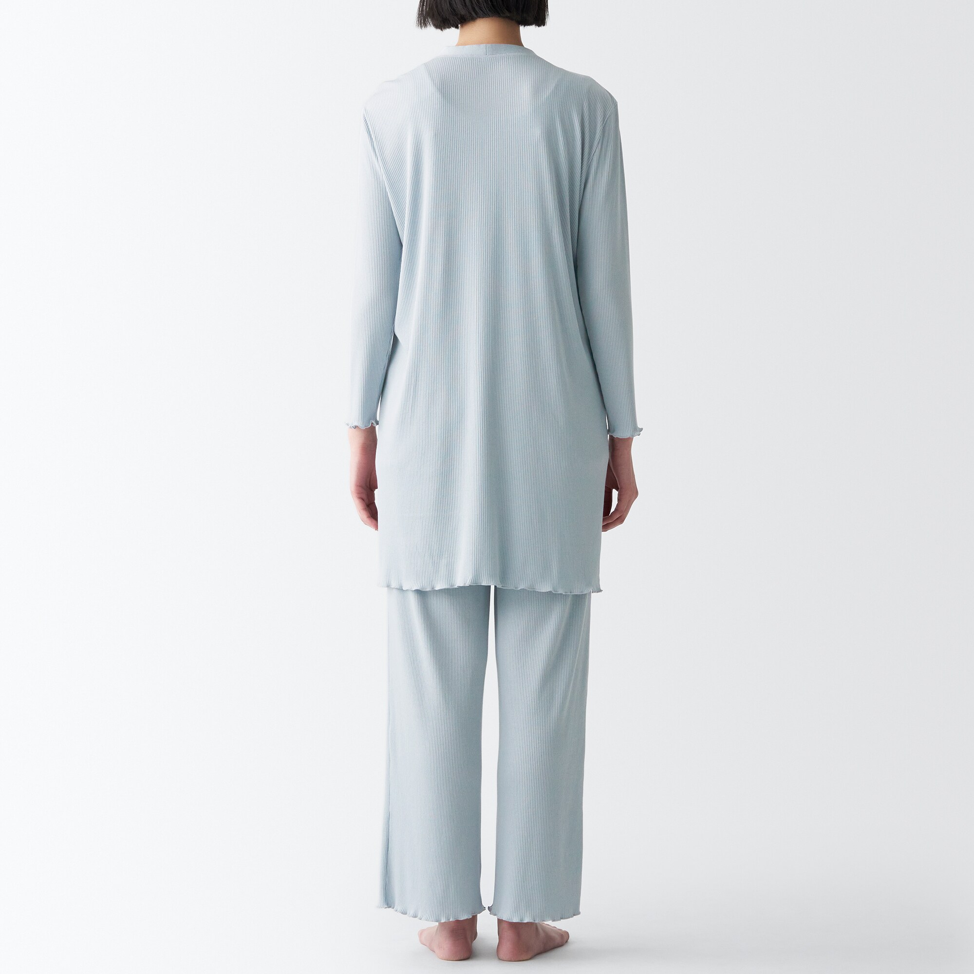 なめらかリブ　ロングカーディガン