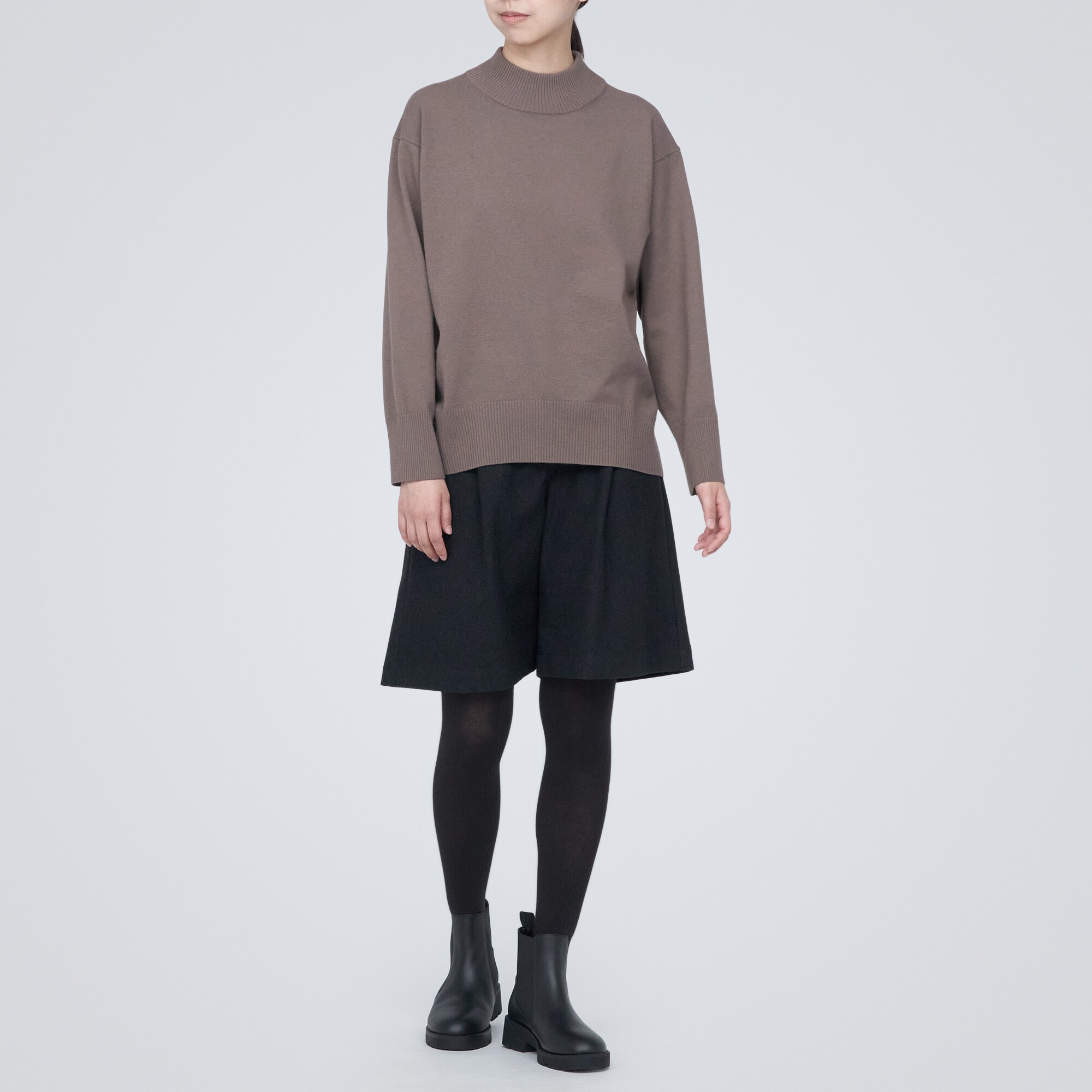 足なり直角　かかとに合う　リブ編みタイツ