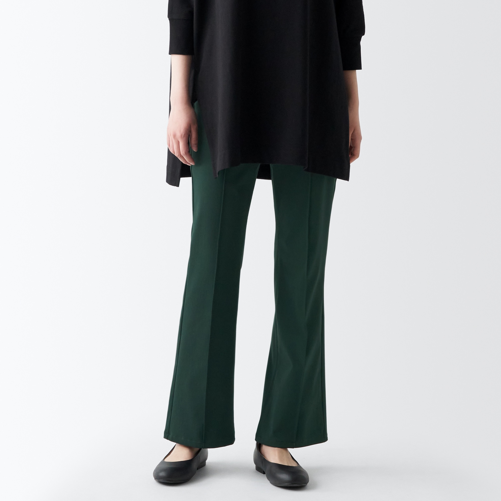 ストレッチピンタックフレアレギンスパンツ