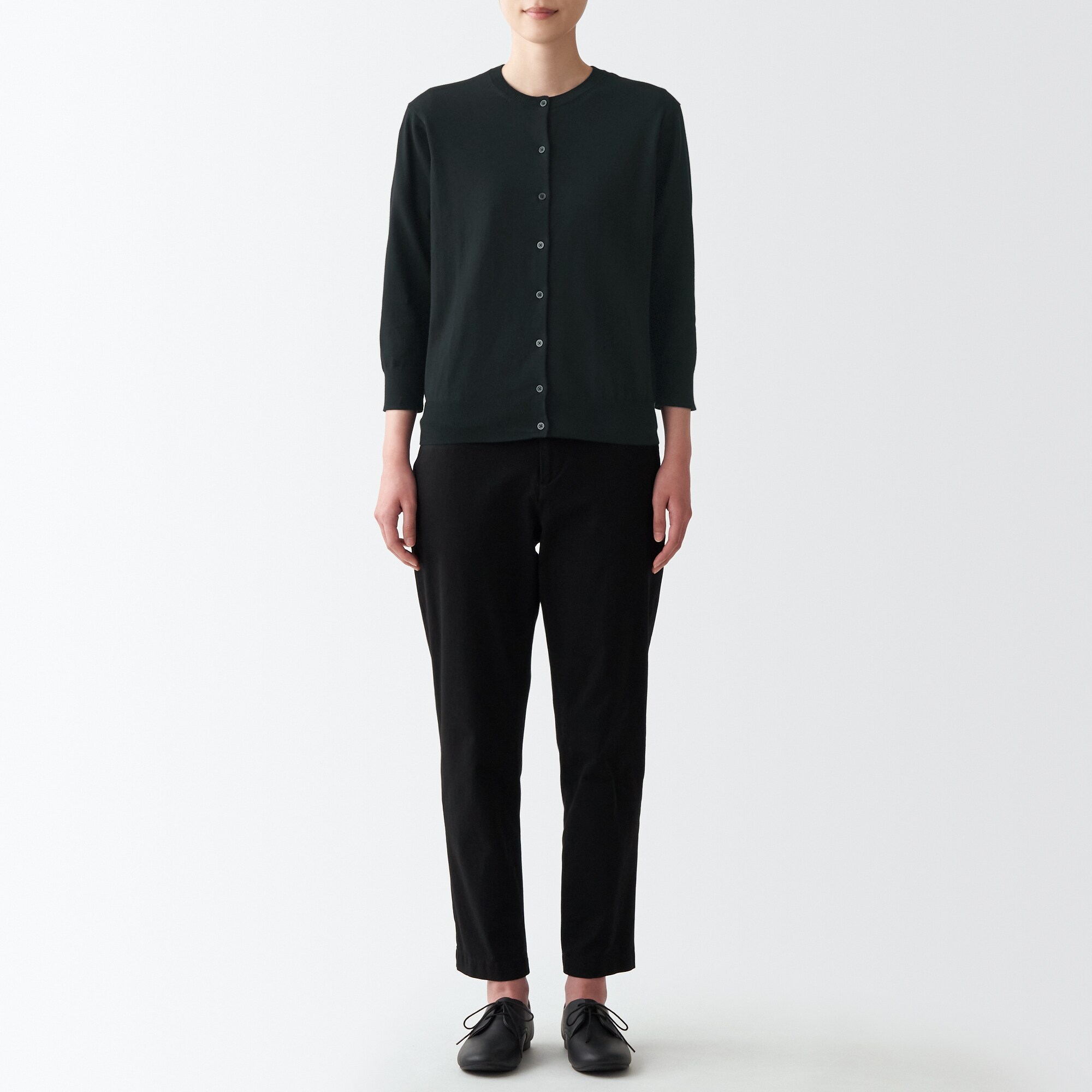 ＵＶカット強撚クルーネックカーディガン（七分袖）