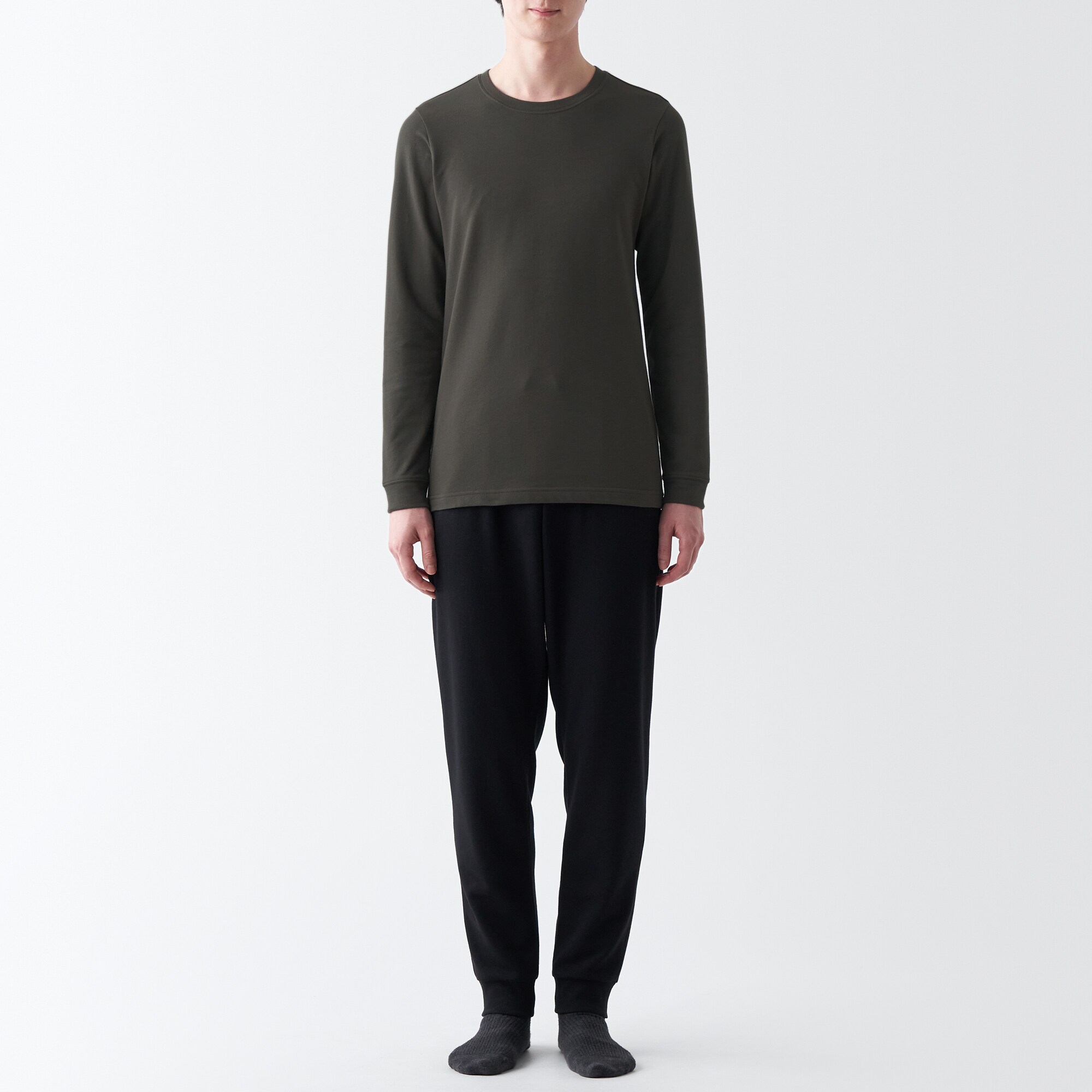 あったか綿　厚手　クルーネック長袖Ｔシャツ